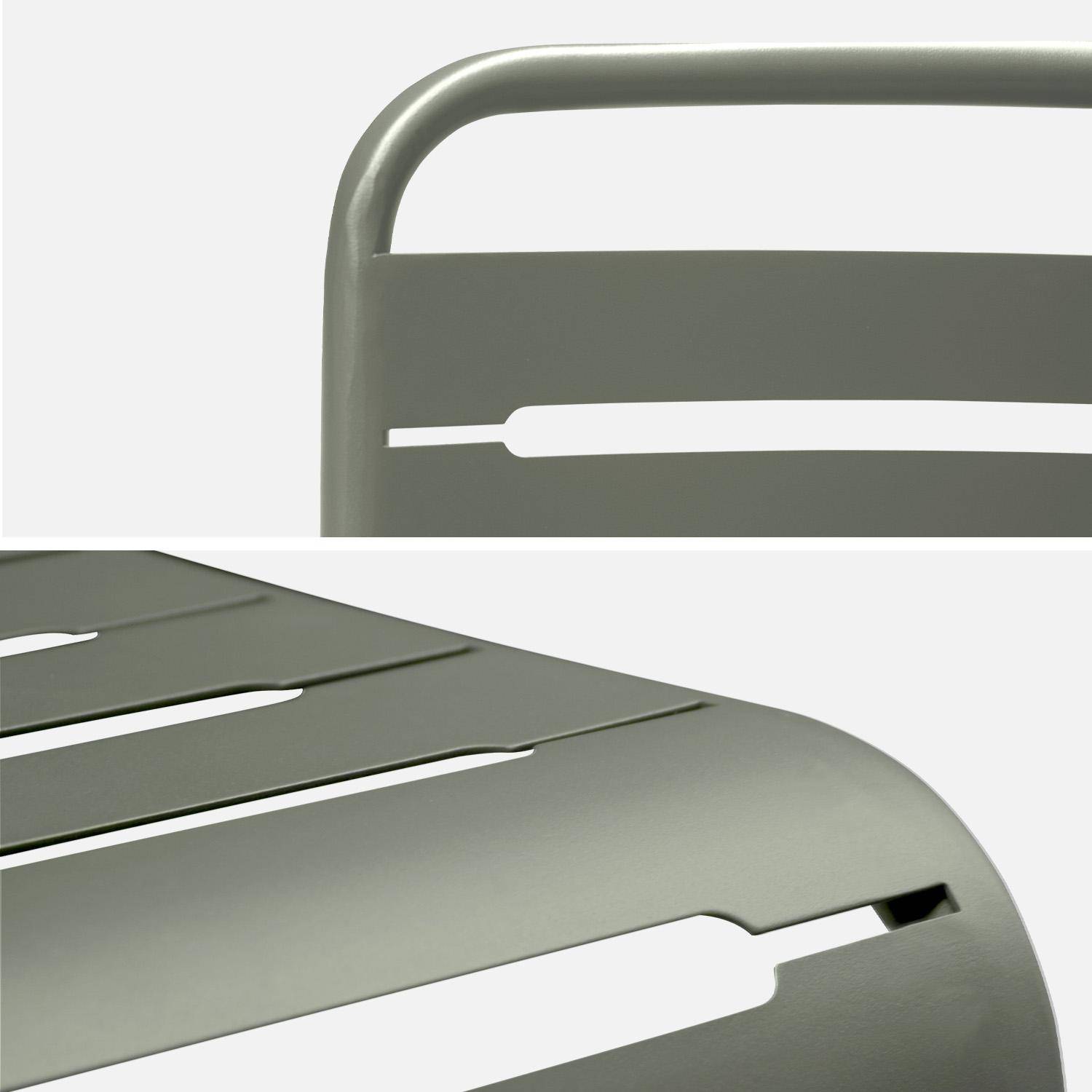 Mesa de jardim dobrável de metal com 6 cadeiras, Amelia, Verde caqui, 141.2x80x72.5 cm Photo5