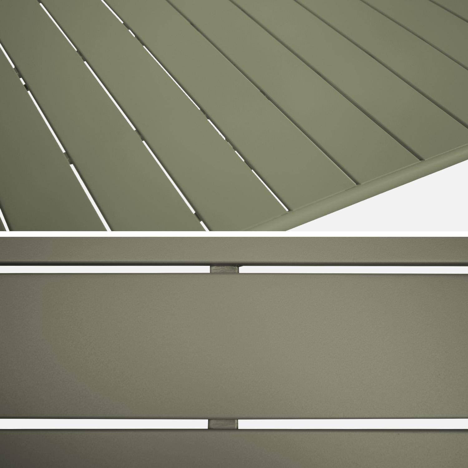 Mesa de jardim dobrável de metal com 6 cadeiras, Amelia, Verde caqui, 141.2x80x72.5 cm Photo4