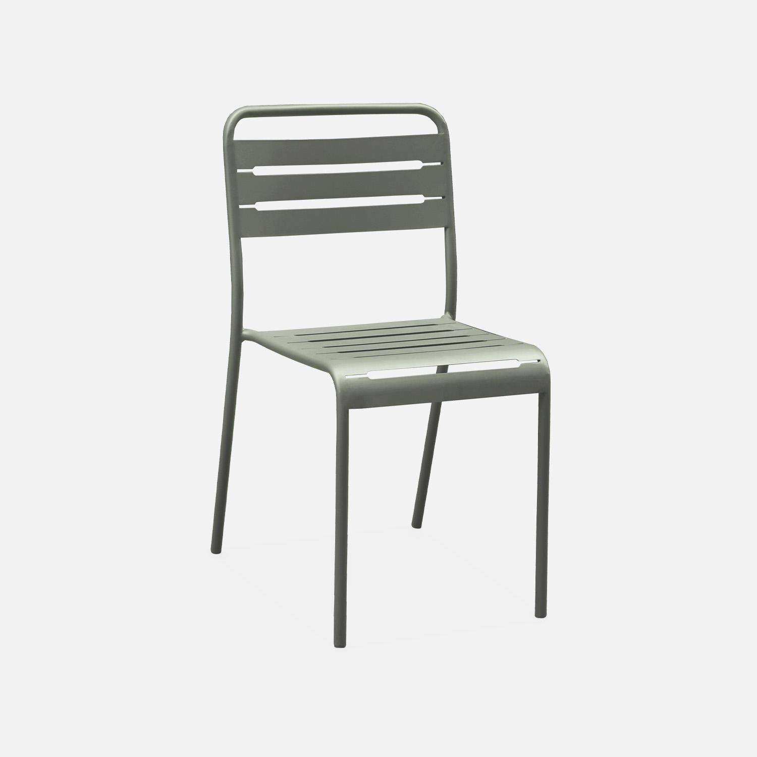 Mesa de jardim dobrável de metal com 6 cadeiras, Amelia, Verde caqui, 141.2x80x72.5 cm Photo3