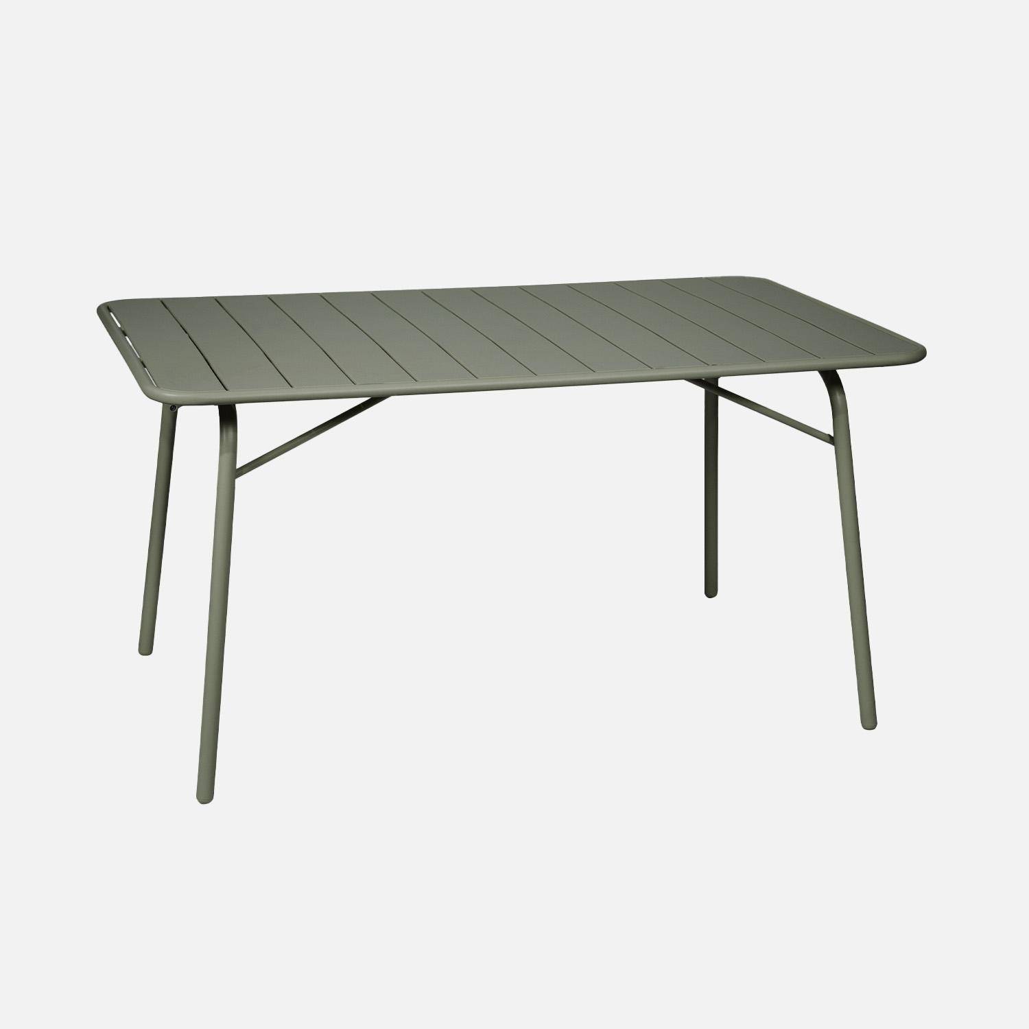 Mesa de jardim dobrável de metal com 6 cadeiras, Amelia, Verde caqui, 141.2x80x72.5 cm Photo2