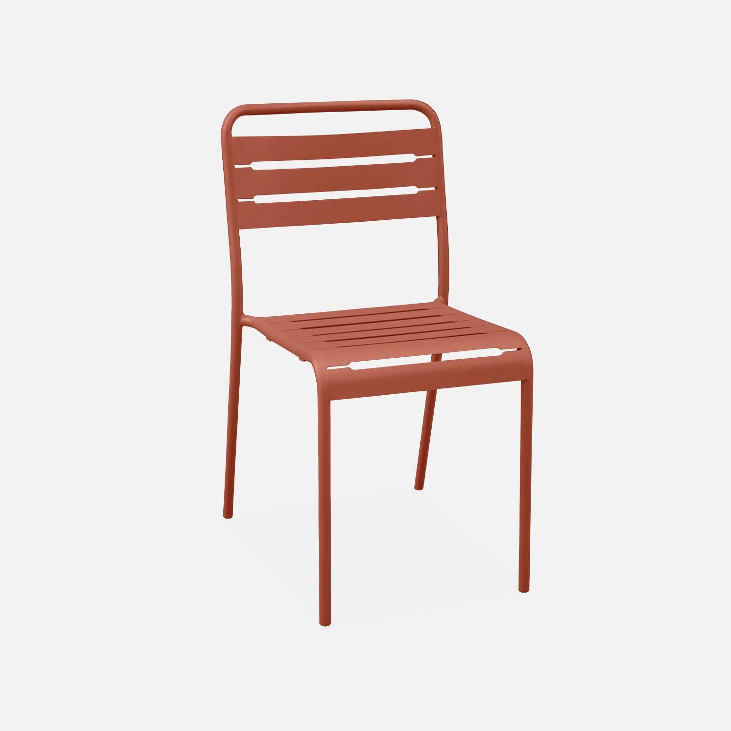 Vouwbare tuintafel van metaal met 6 stoelen, Amelia, terracotta, 141,2 x 80 x 72,5 cm Photo3