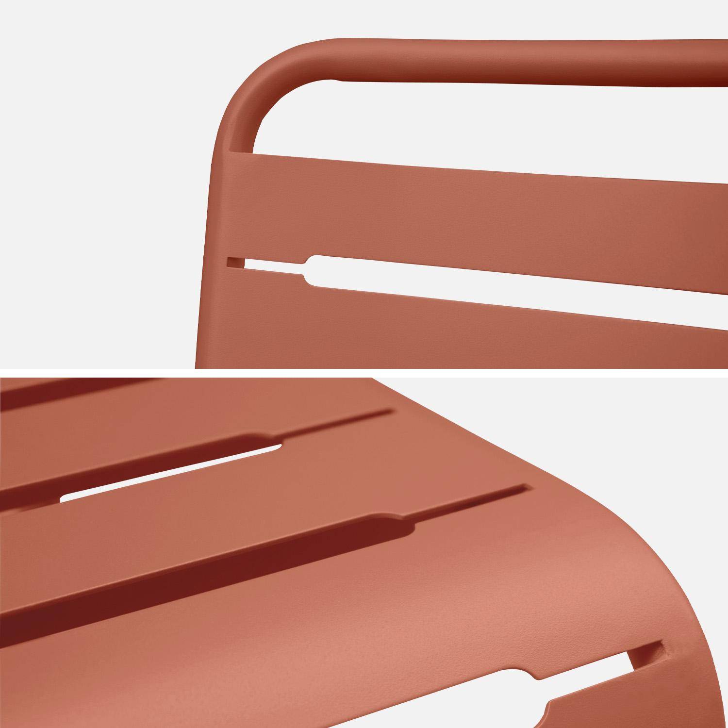 Vouwbare tuintafel van metaal met 6 stoelen, Amelia, terracotta, 141,2 x 80 x 72,5 cm Photo5