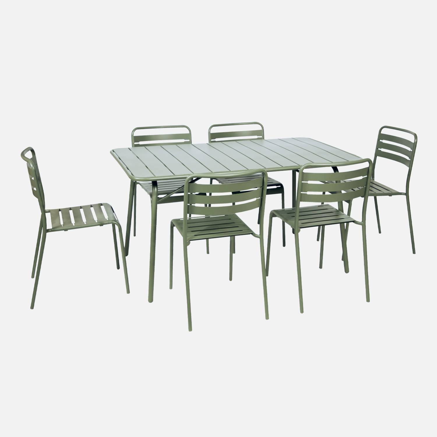 Table de jardin pliante métal 6 chaises vert