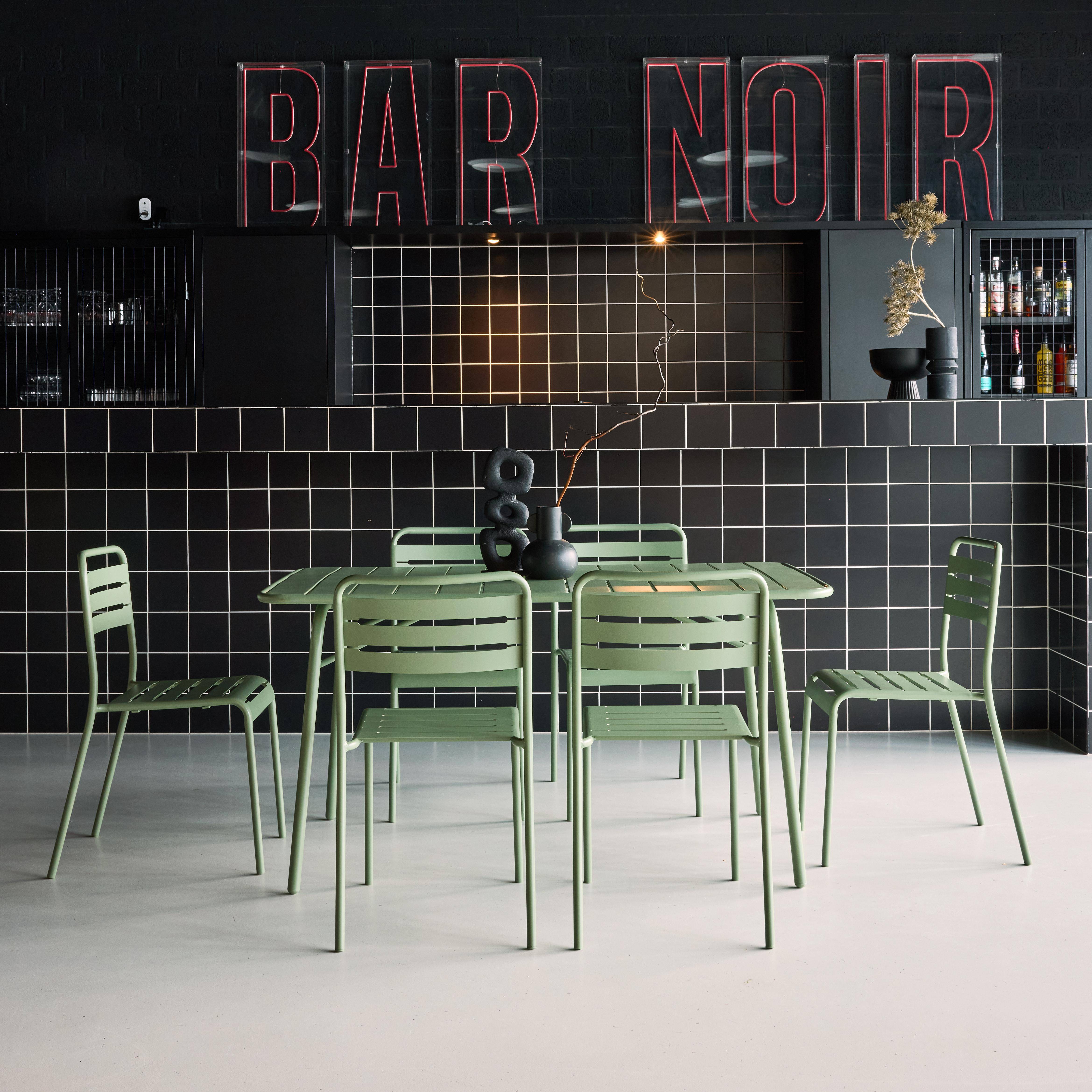 6-seater folding metal garden table with 6 chairs, Amelia, Green, 141.2x80x72.5 cm Photo1