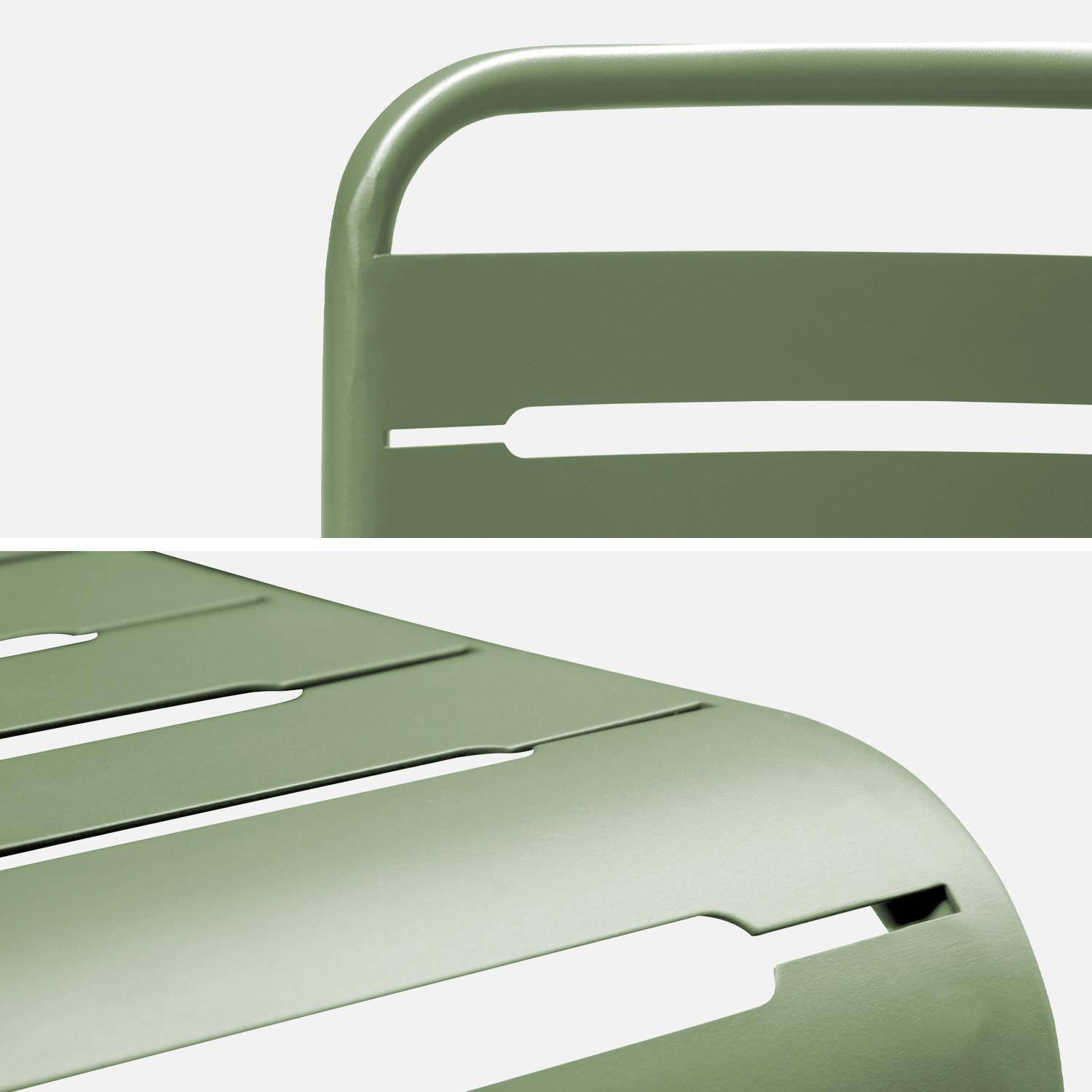 Table de jardin pliante métal 6 chaises, Amelia, vert, 141,2 x 80 x 72,5cm Photo5