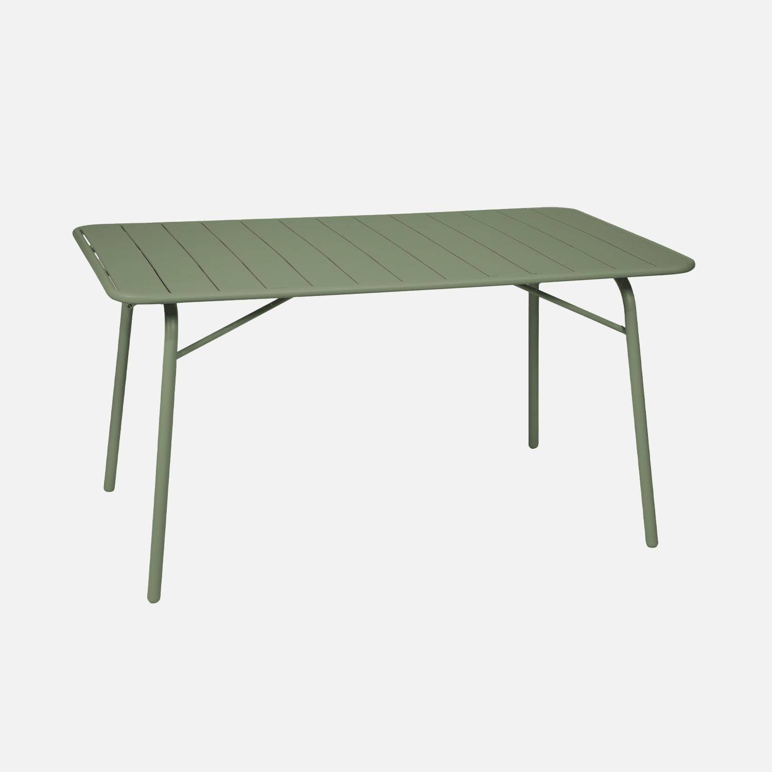 Table de jardin pliante métal 6 chaises, Amelia, vert, 141,2 x 80 x 72,5cm Photo2
