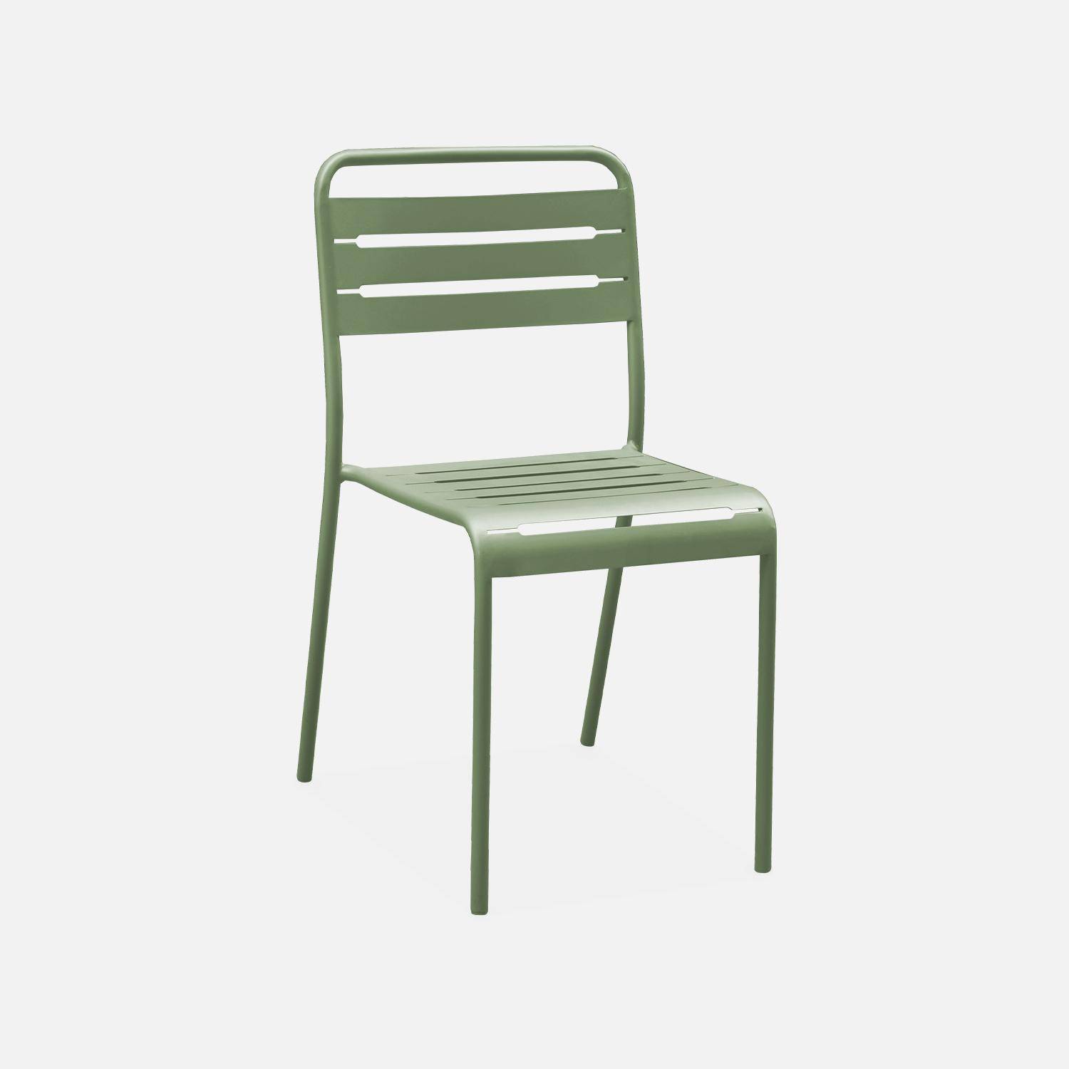 Table de jardin pliante métal 6 chaises, Amelia, vert, 141,2 x 80 x 72,5cm Photo3