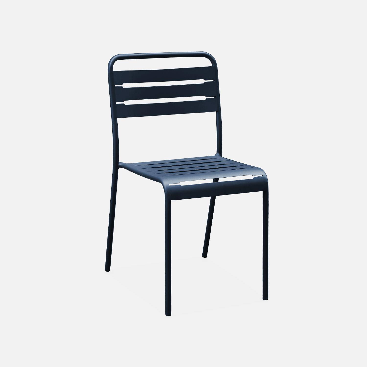 Vouwbare metalen tuintafel met 6 stoelen, Amelia, marineblauw, 141,2 x 80 x 72,5 cm,sweeek,Photo3
