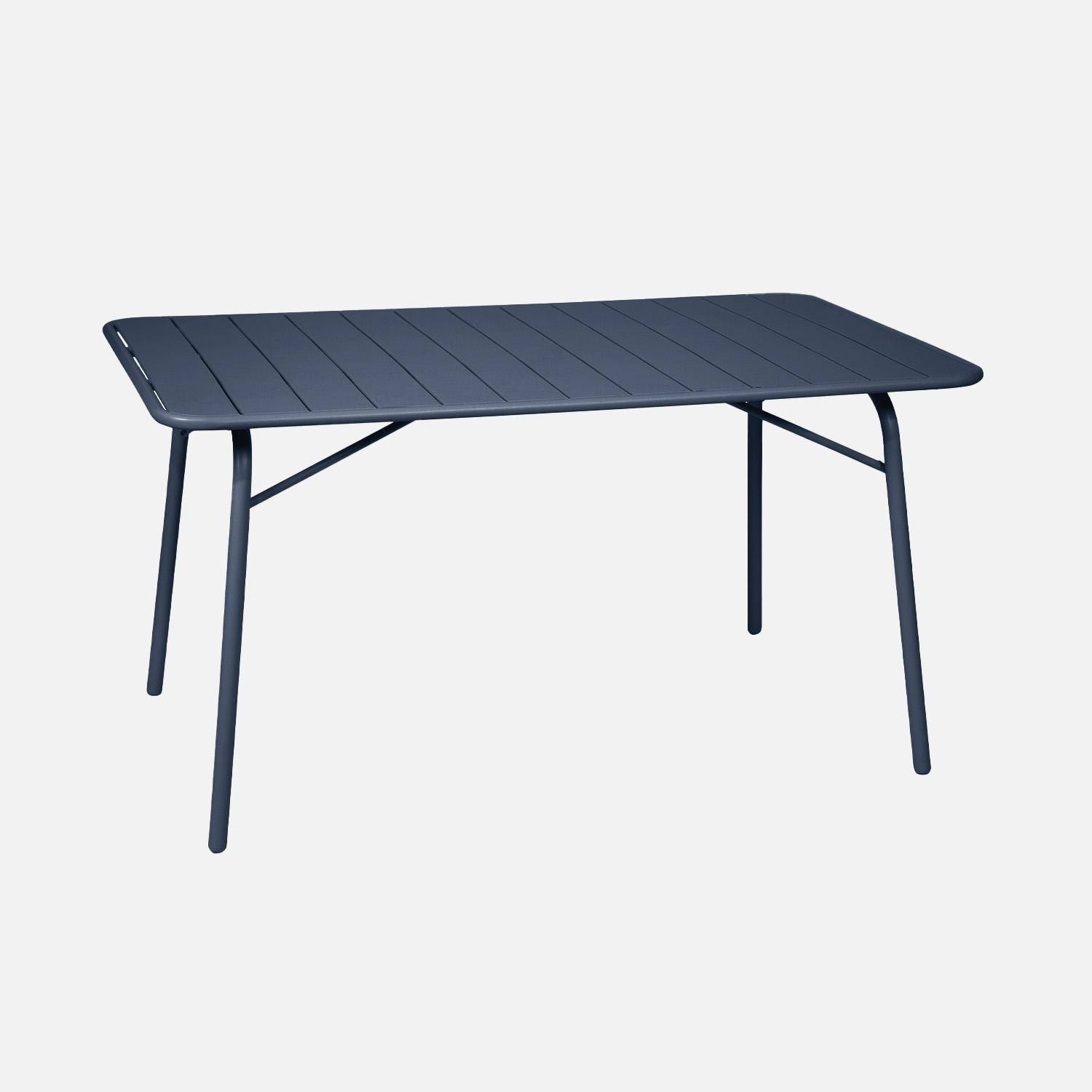 Vouwbare metalen tuintafel met 6 stoelen, Amelia, marineblauw, 141,2 x 80 x 72,5 cm Photo2