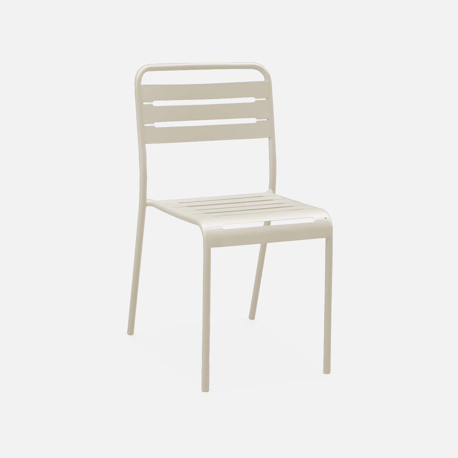 Table de jardin pliante métal 6 chaises, Amelia, beige, 141,2 x 80 x 72,5cm Photo3