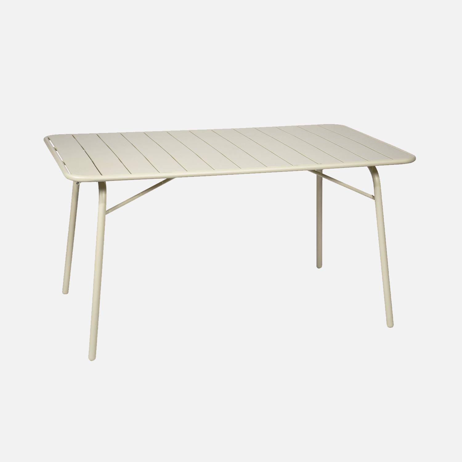 Table de jardin pliante métal 6 chaises, Amelia, beige, 141,2 x 80 x 72,5cm Photo2