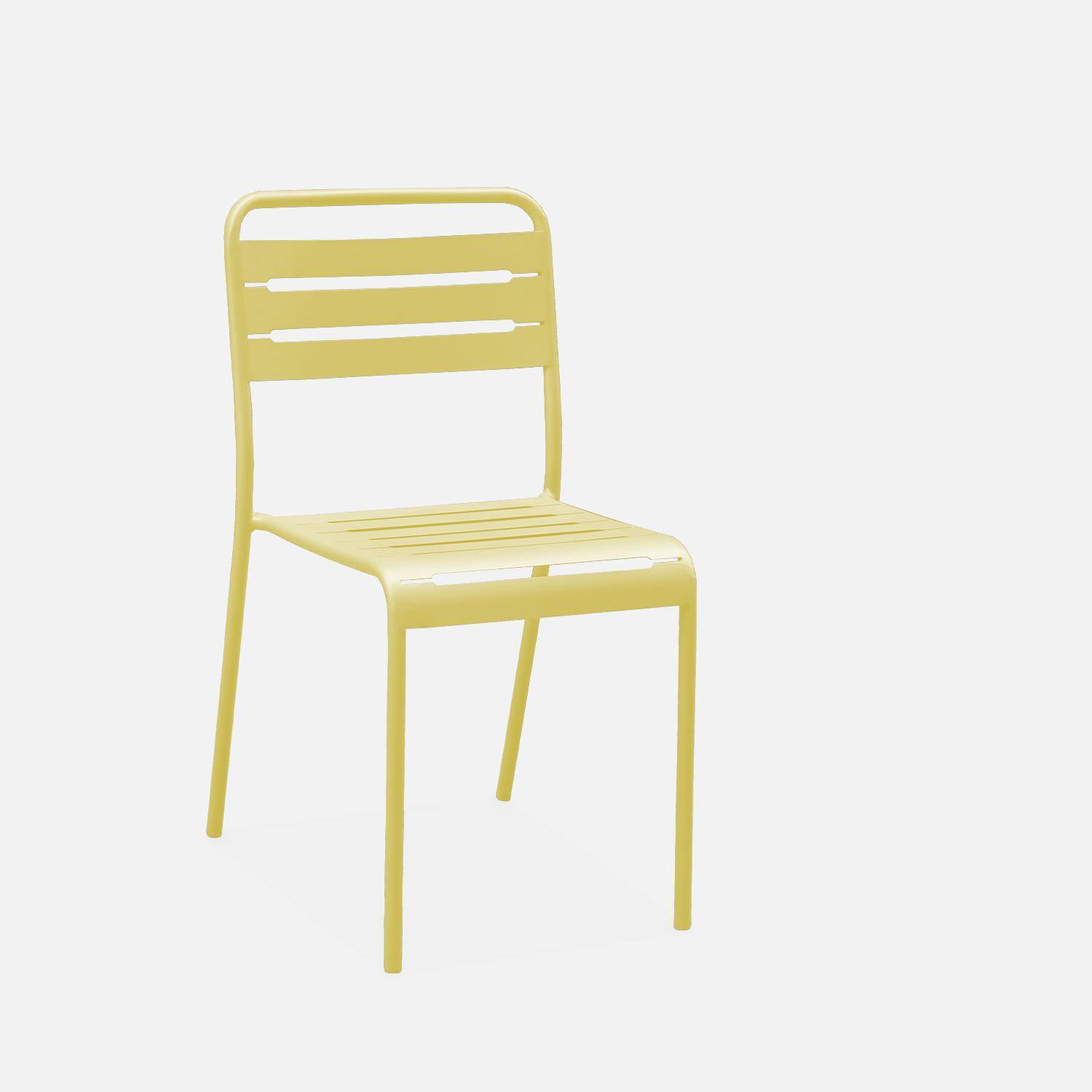 Table de jardin pliante métal 6 chaises, Amelia, jaune, 141,2 x 80 x 72,5cm Photo3