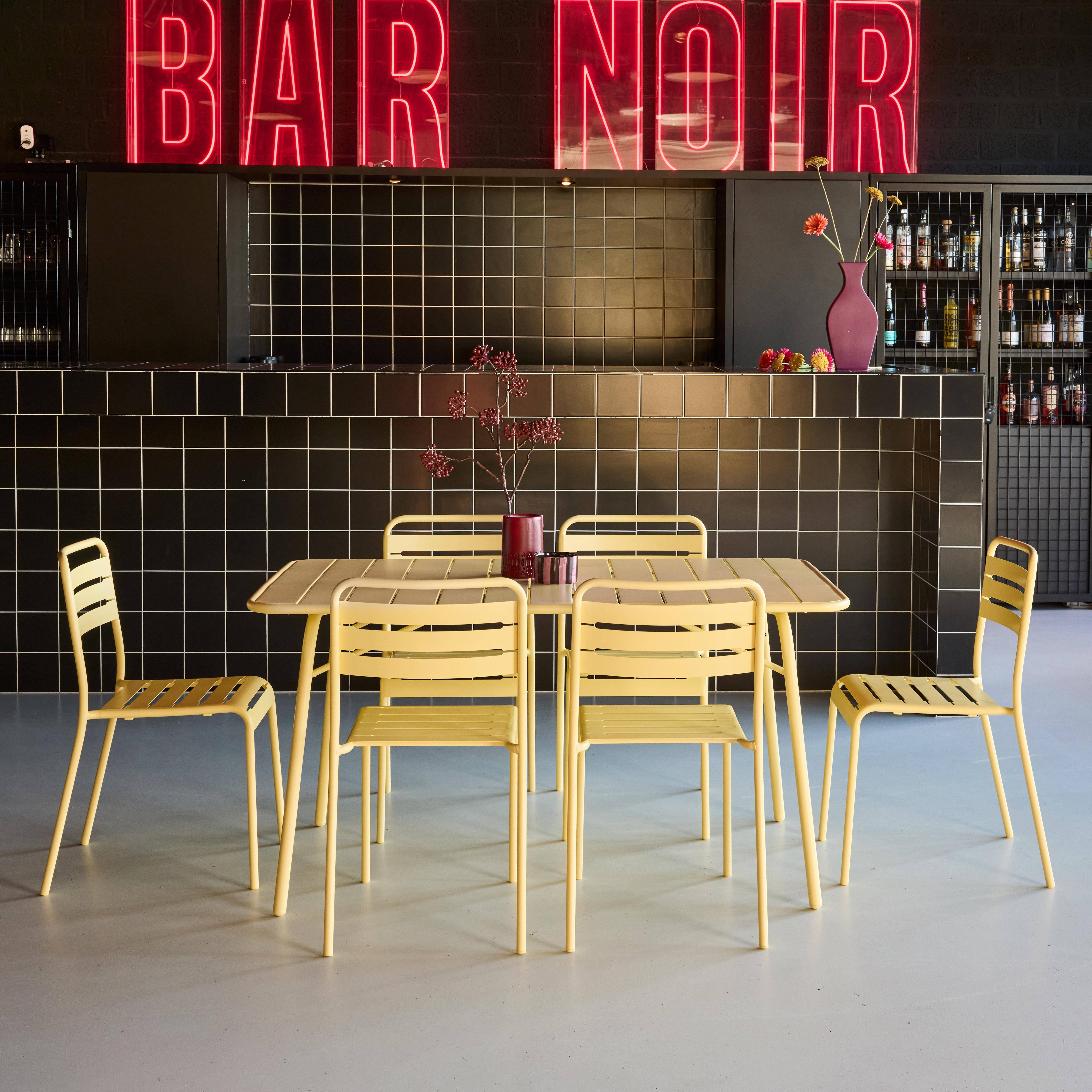 Mesa de jardim dobrável de metal 2 poltronas 4 cadeiras, Amelia, Amarelo, 141.2x80x72.5 cm Photo1