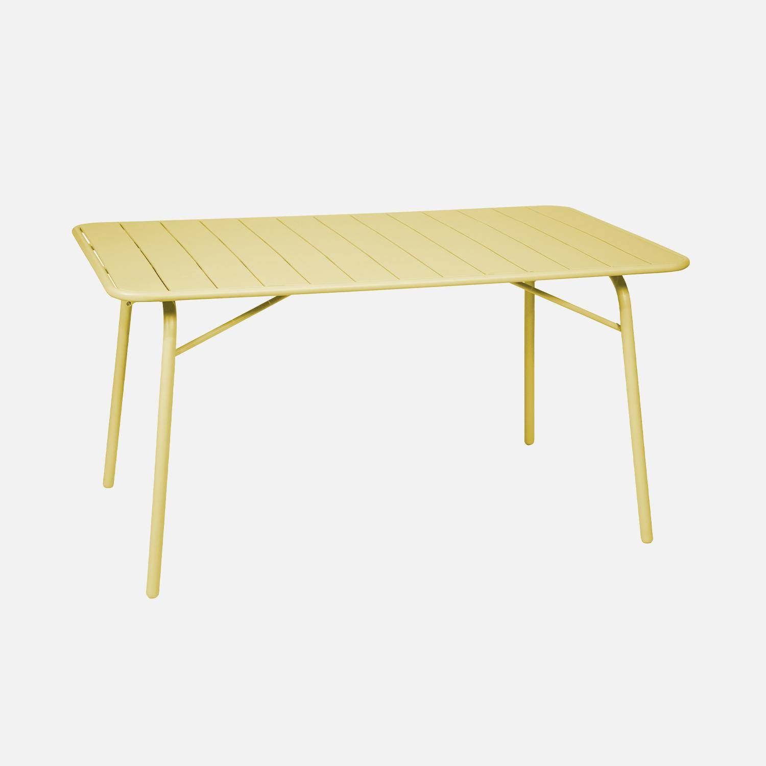 Table de jardin pliante métal 6 chaises, Amelia, jaune, 141,2 x 80 x 72,5cm Photo2