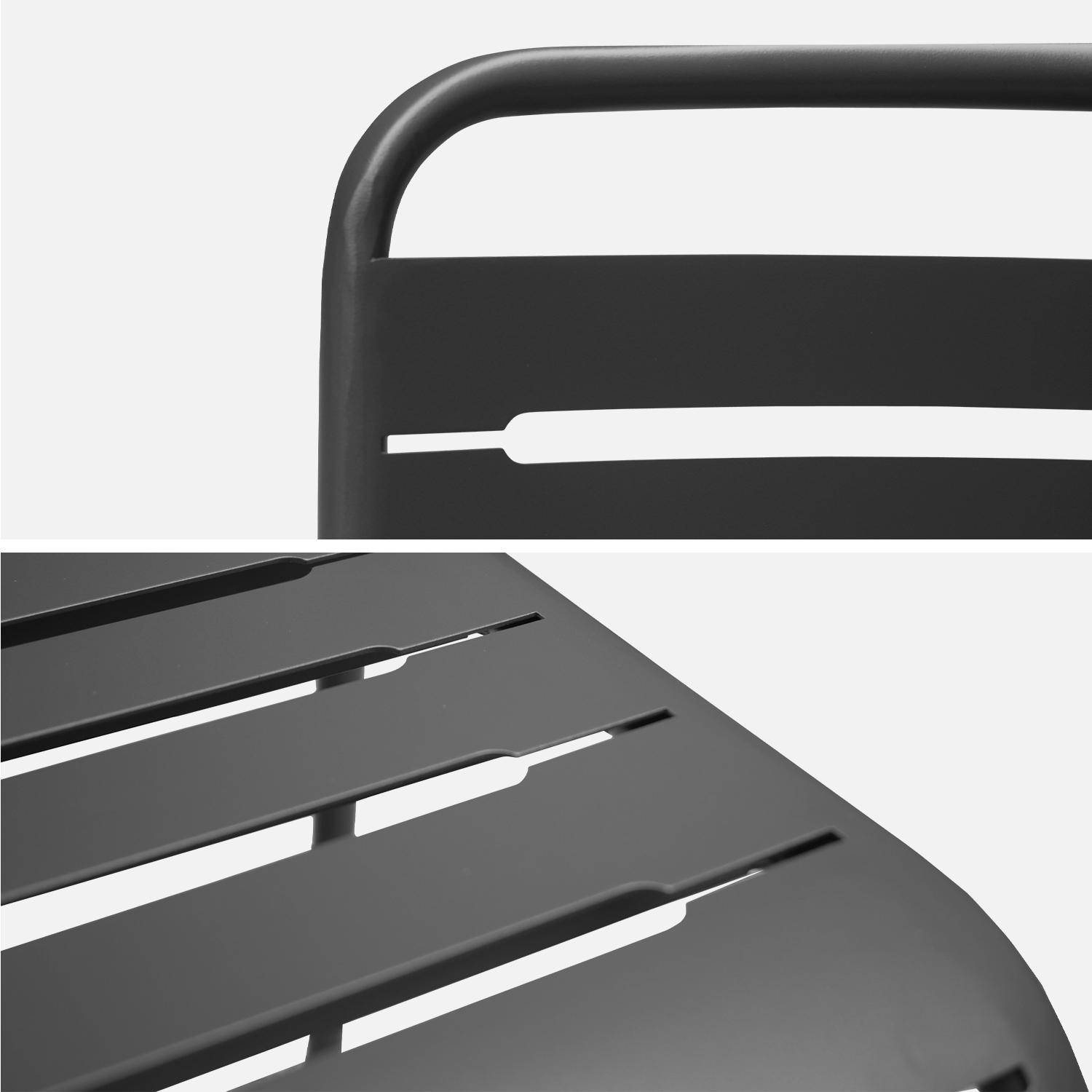 Table de jardin pliante métal 2 fauteuils 4 chaises, Amelia, anthracite, 141,2 x 80 x 72,5cm Photo6
