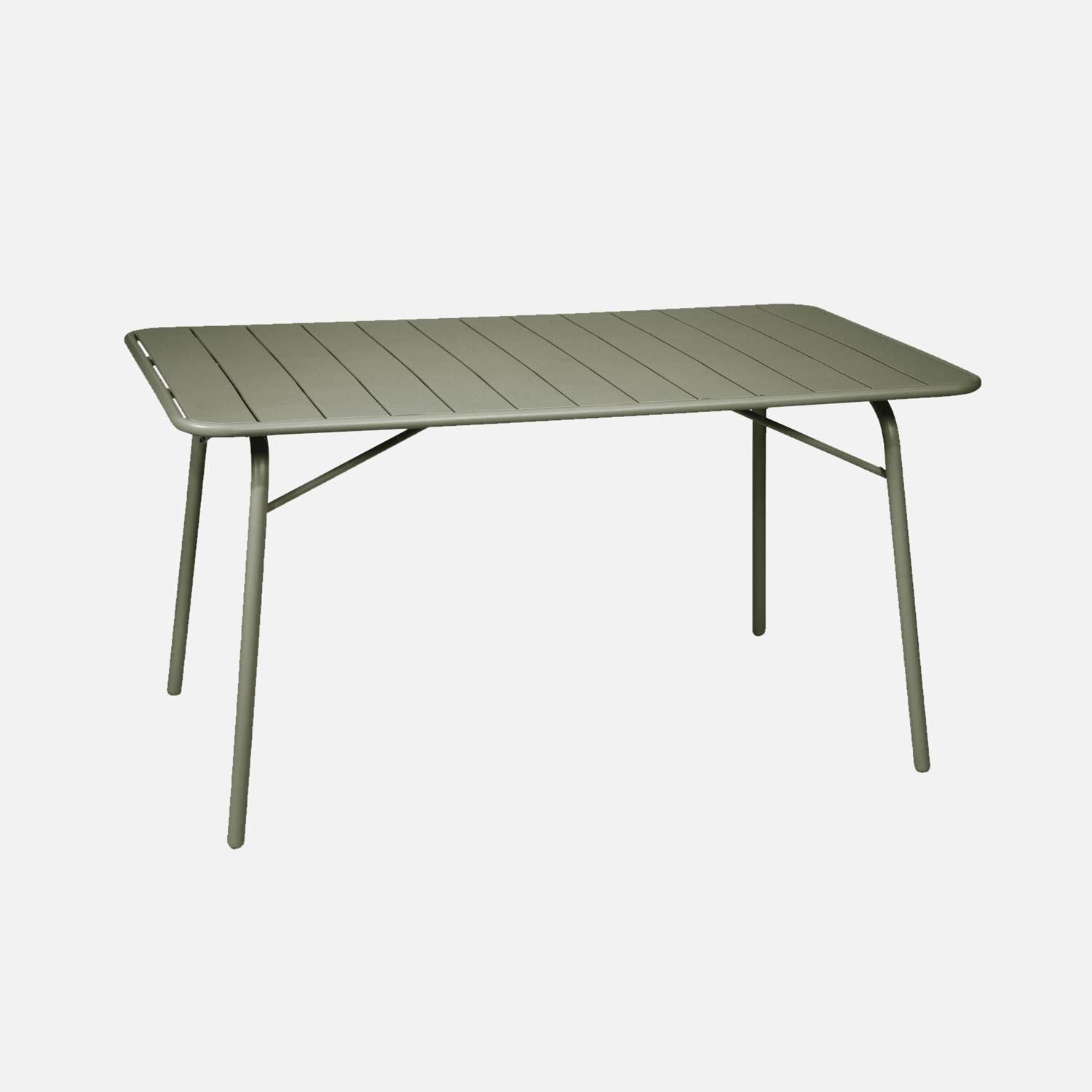 Mesa de jardim dobrável de metal 2 poltronas 4 cadeiras, Amelia, Verde caqui, 141.2x80x72.5 cm Photo2