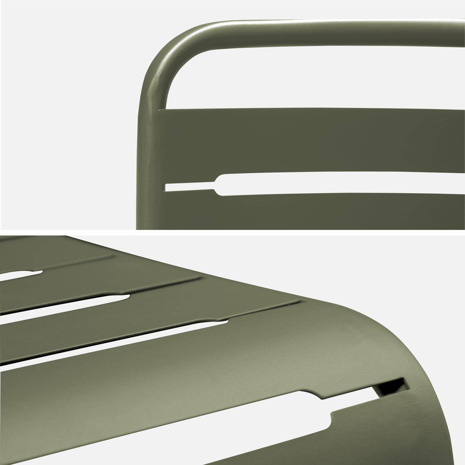 Mesa de jardim dobrável de metal 2 poltronas 4 cadeiras, Amelia, Verde caqui, 141.2x80x72.5 cm Photo6