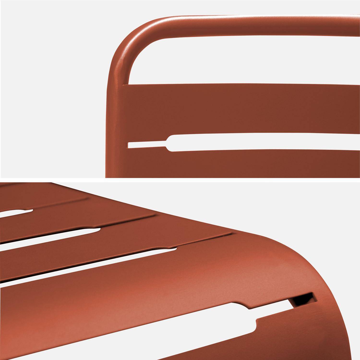 Vouwbare metalen tuintafel 6 stoelen, waarvan 2 met armleuning, Amelia, terracotta, 141,2 x 80 x 72,5 cm Photo6