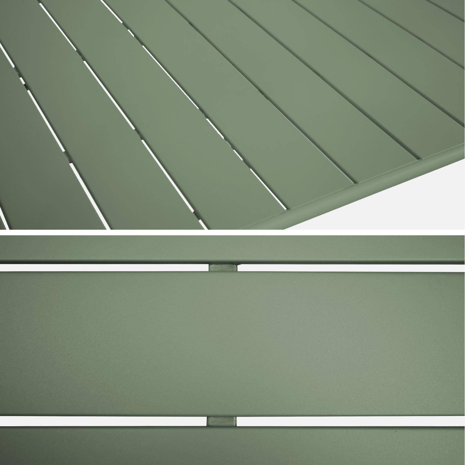 Vouwbare metalen tuintafel met 6 stoelen, waarvan 2 met armleuning, Amelia, groen, 141,2 x 80 x 72,5 cm Photo5