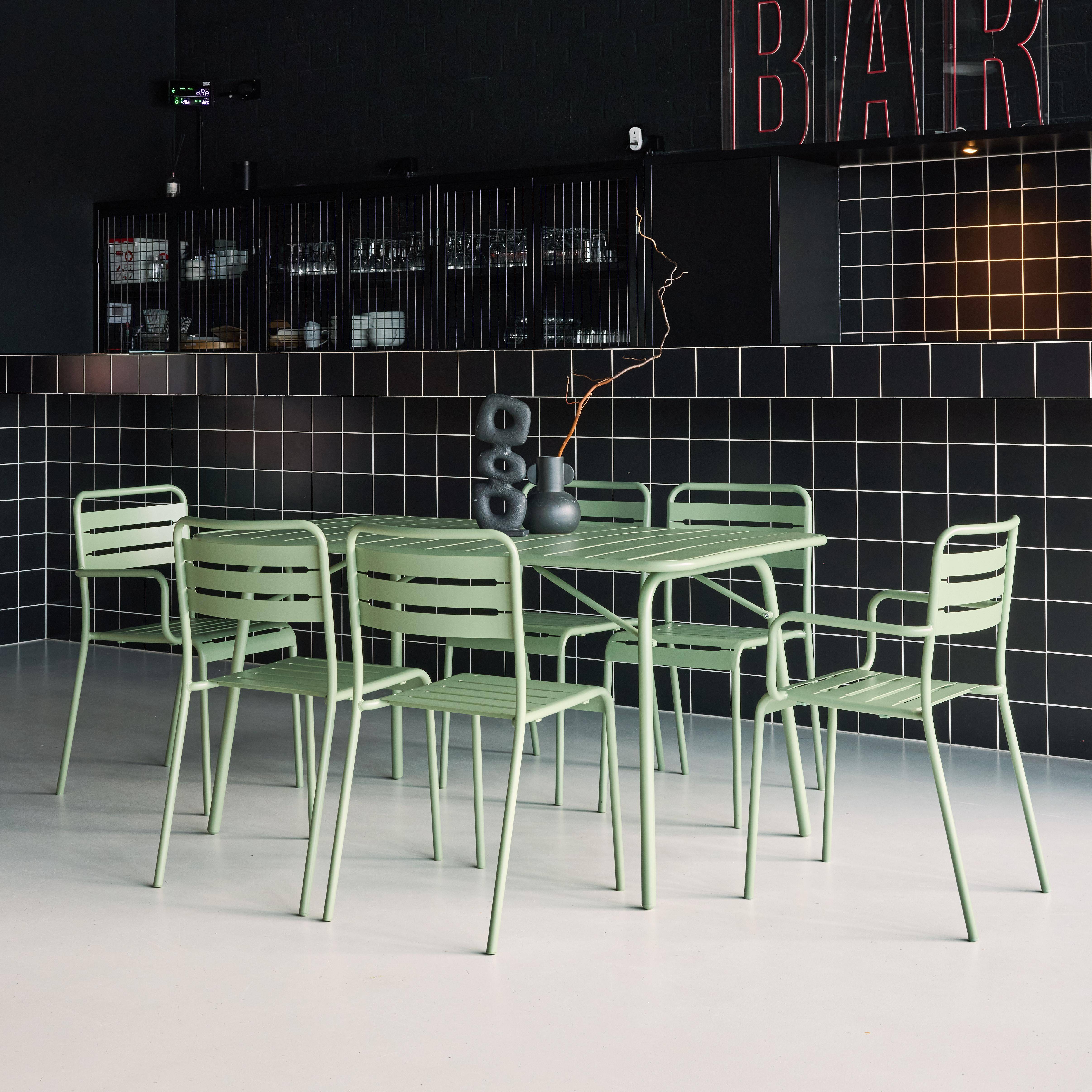 Mesa de jardim dobrável de metal 2 poltronas 4 cadeiras, Amelia, Verde, 141.2x80x72.5 cm,sweeek,Photo3