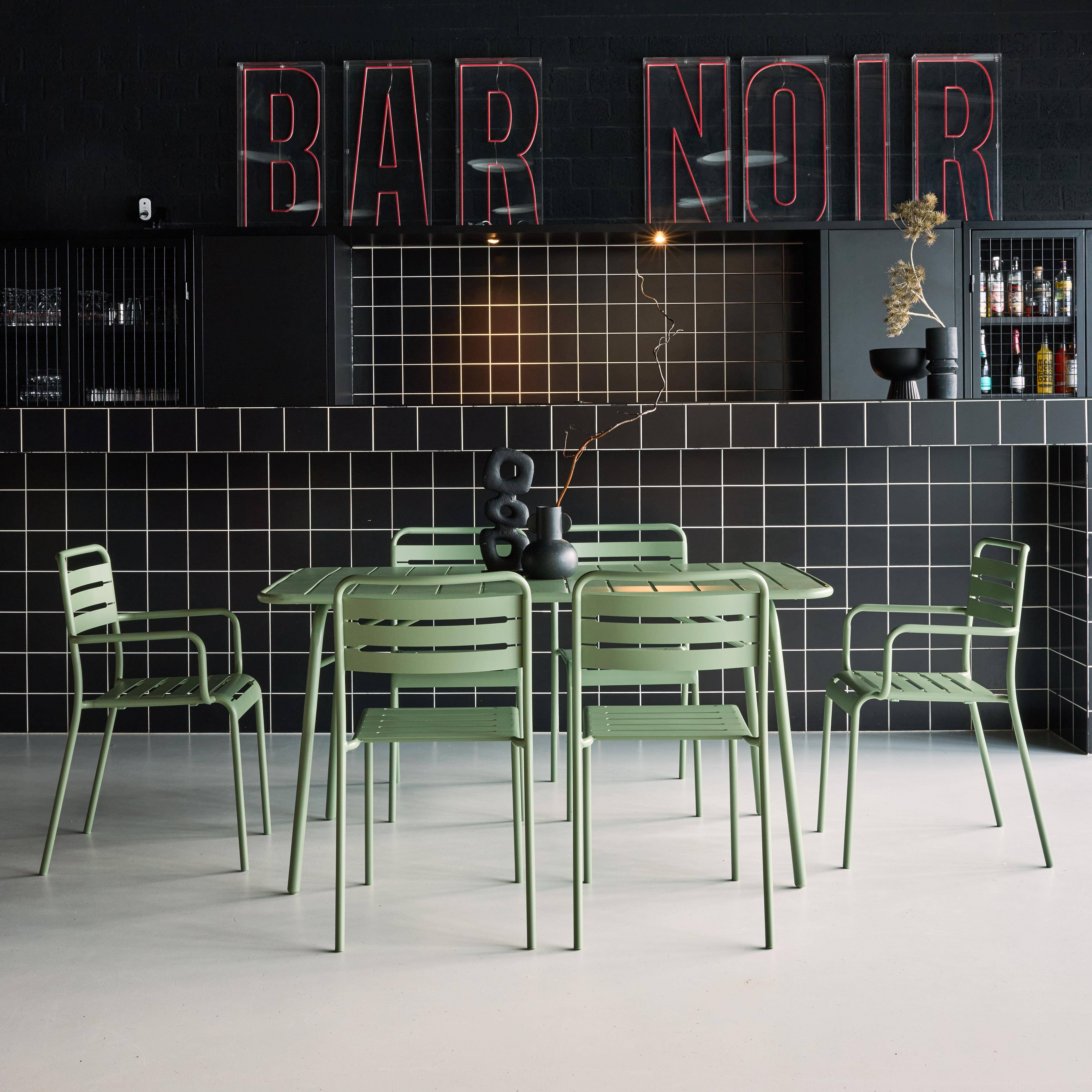 Mesa de jardim dobrável de metal 2 poltronas 4 cadeiras, Amelia, Verde, 141.2x80x72.5 cm Photo1