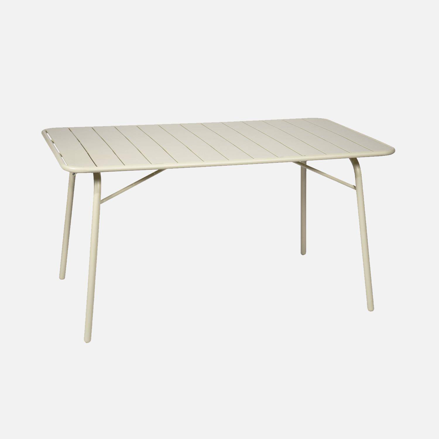 Vouwbare metalen tuintafel 6 stoelen, waarvan 2 met armleuning, Amelia, beige, 141,2 x 80 x 72,5 cm Photo2