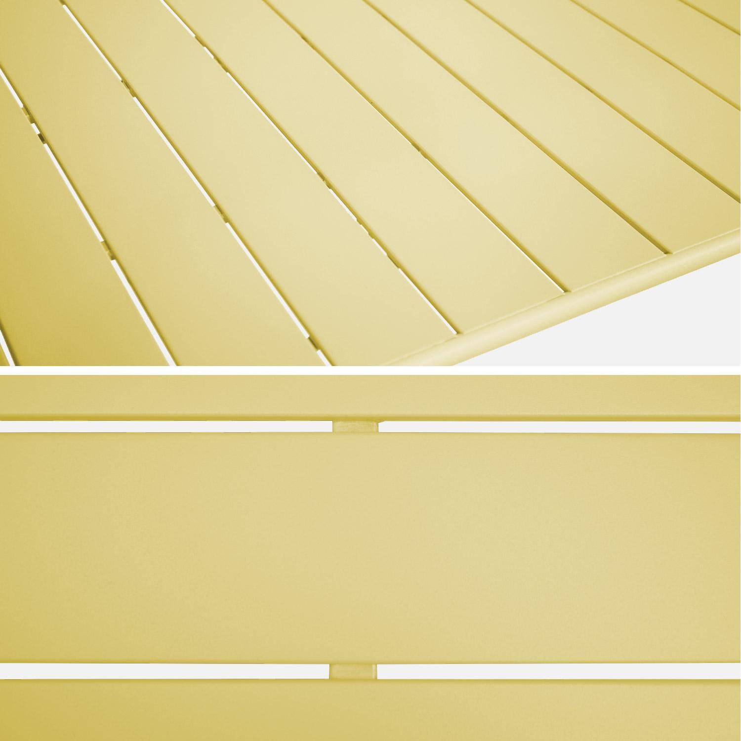 Table de jardin pliante métal 2 fauteuils 4 chaises, Amelia, jaune, 141,2 x 80 x 72,5cm Photo5