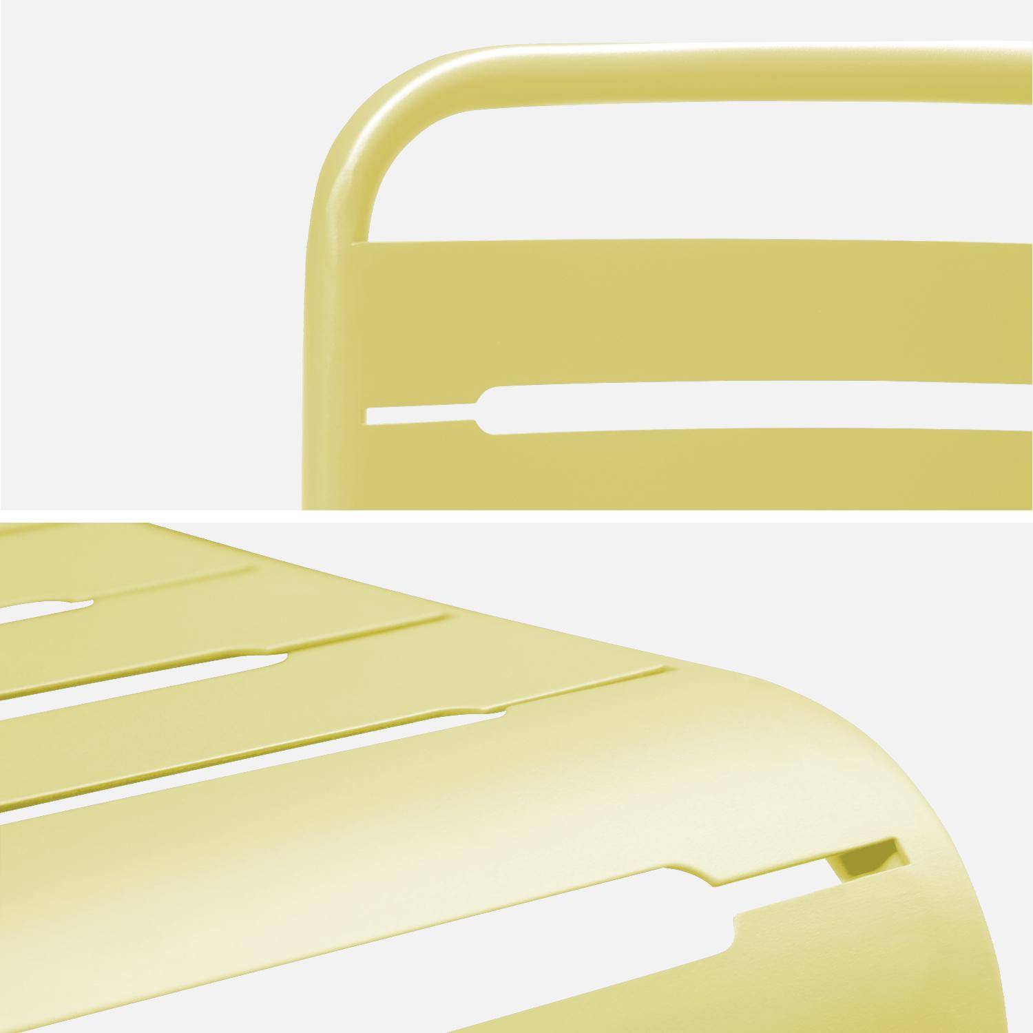 Table de jardin pliante métal 2 fauteuils 4 chaises, Amelia, jaune, 141,2 x 80 x 72,5cm,sweeek,Photo6