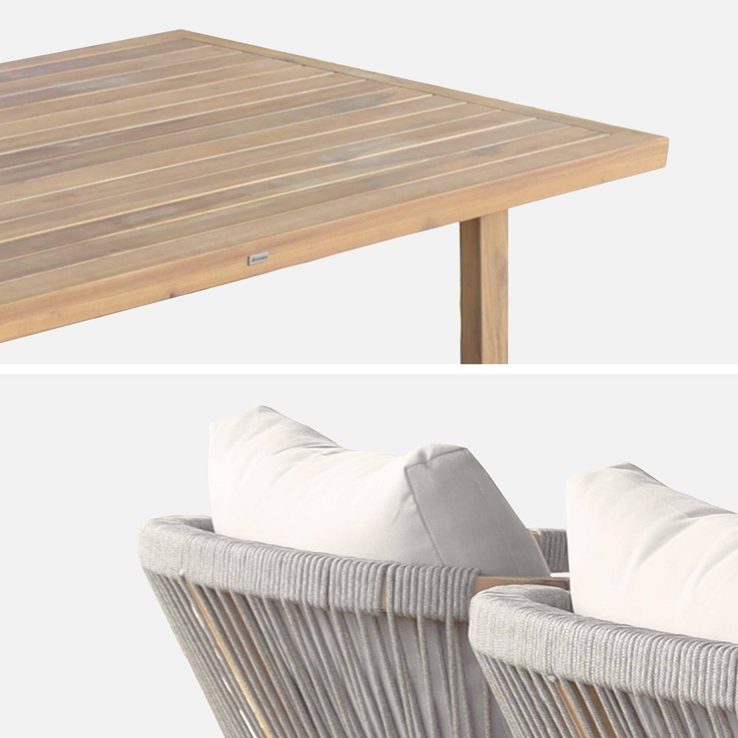 Table haute de jardin bois d'acacia 4 fauteuils Paloma et Zahara naturel 150 x 81 x 100 cm Photo6