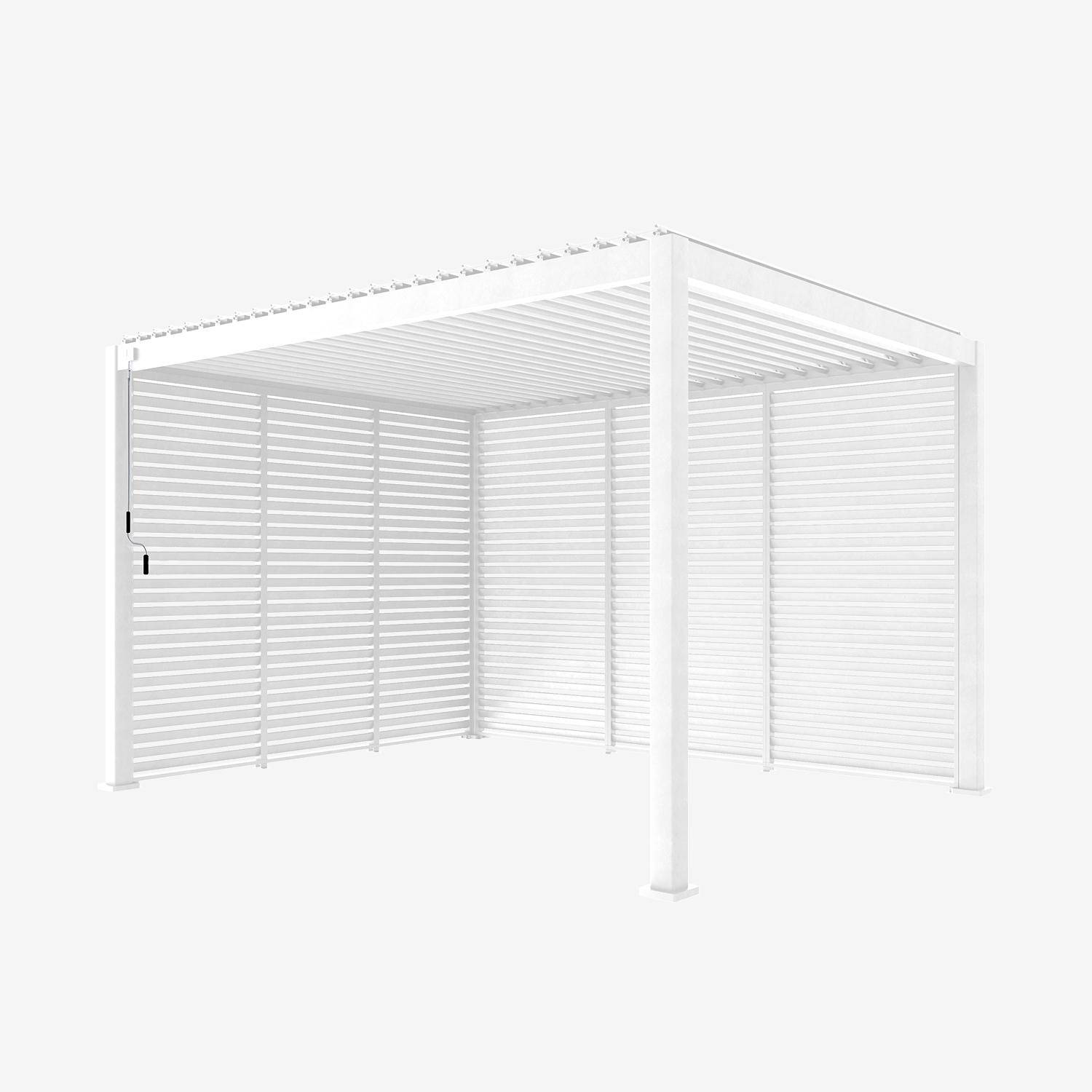 3x4m louvered aluminium pergola Triomphe + 3 shutters 100cm, Triomphe + shutters, White, 400x300x250 cm Photo3