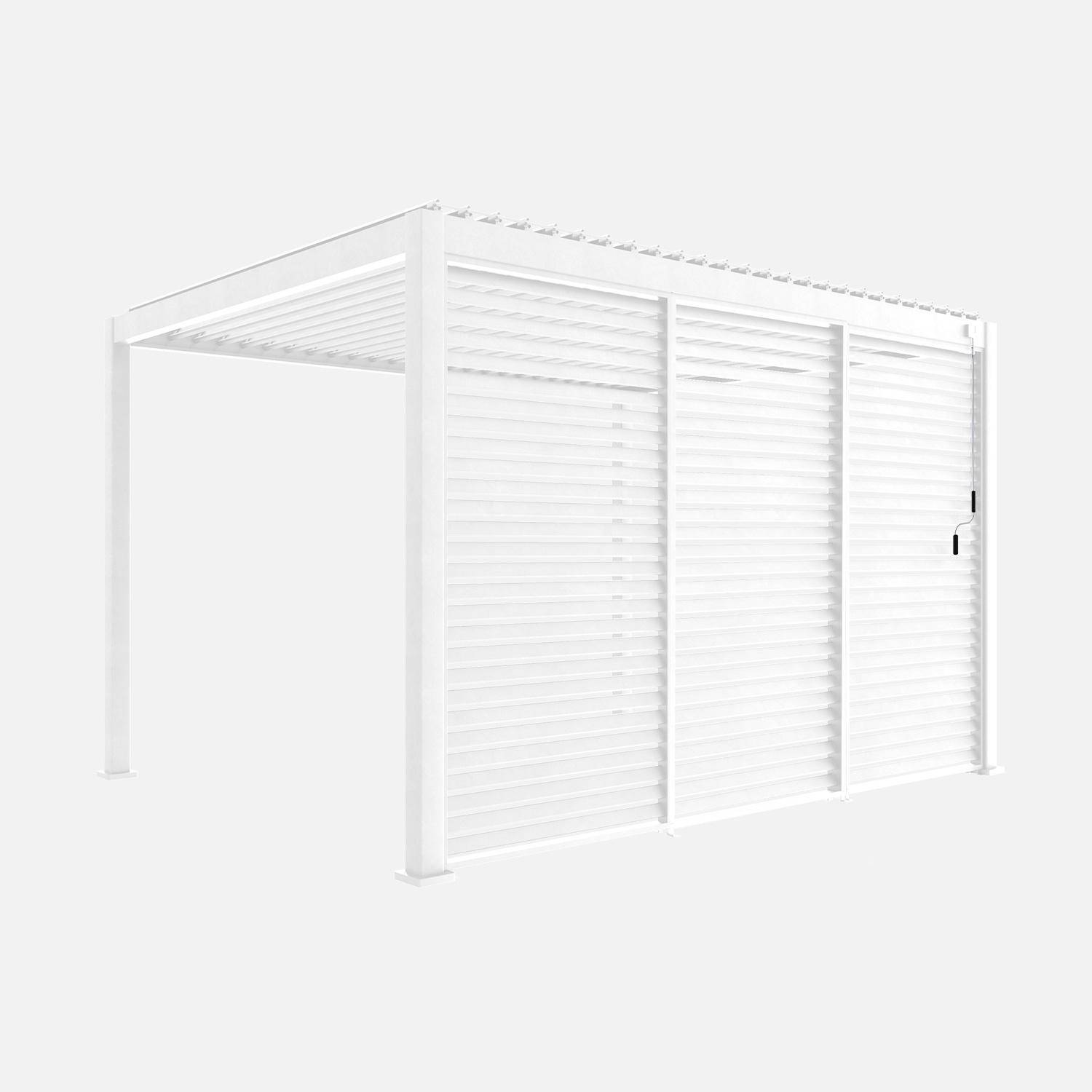 Pérgola bioclimática em alumínio 3x4 + 3 persianas de 1.3m, Triomphe 4x3m + 3 persianas 130cm, Branco, 400x300x250 cm Photo5