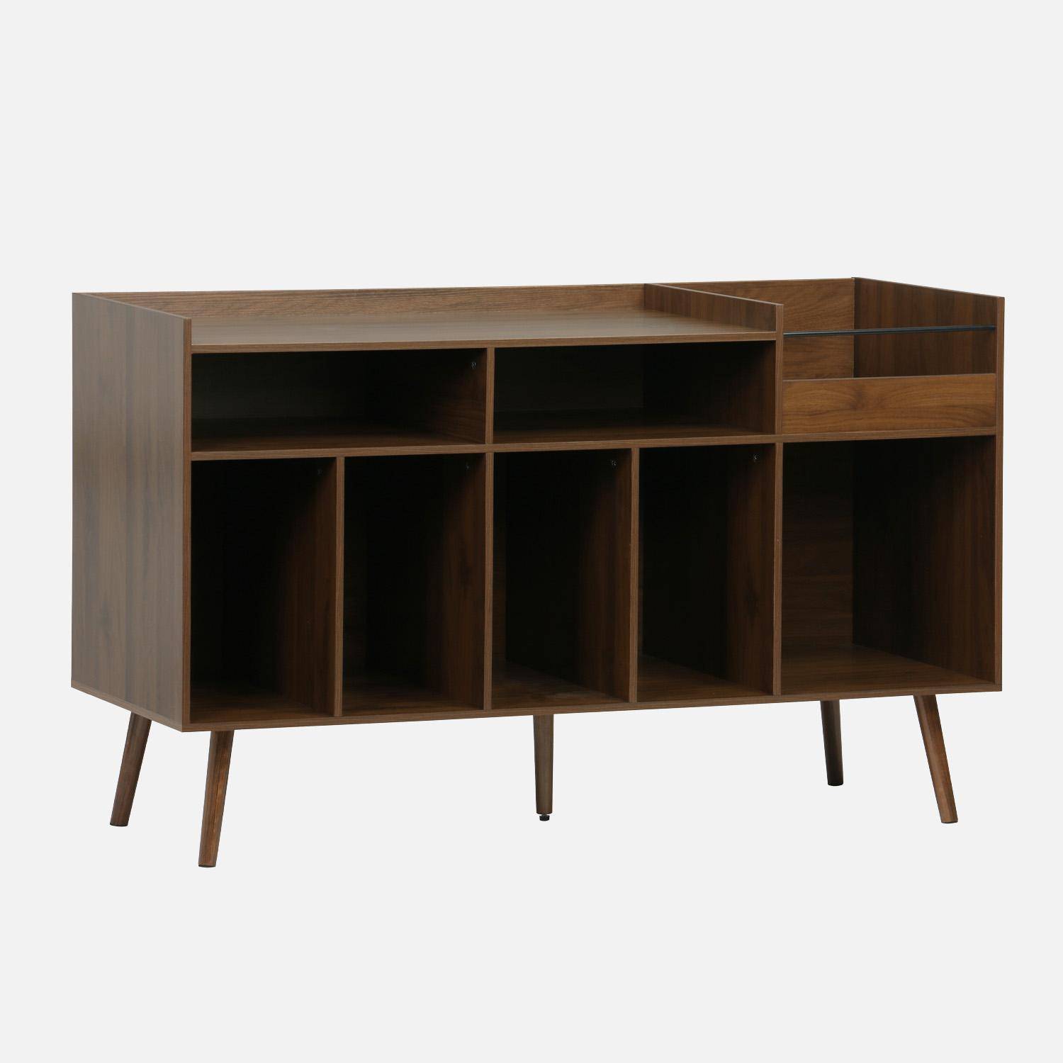 Mobili per vinili XL vintage effetto legno scuro, 130cm, Nepal, Marrone scuro naturale, 130x50x80 cm Photo1
