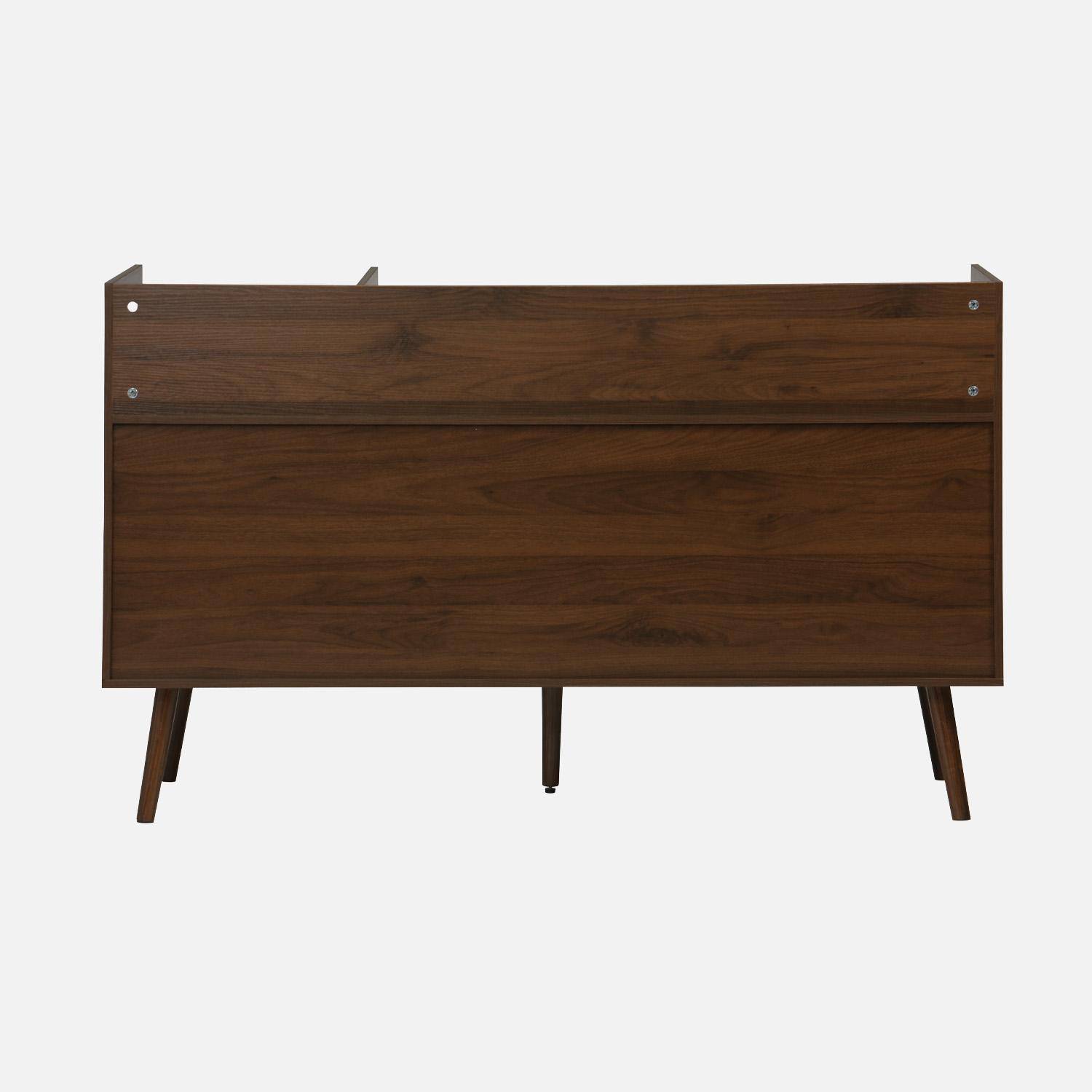 Mobili per vinili XL vintage effetto legno scuro, 130cm, Nepal, Marrone scuro naturale, 130x50x80 cm Photo3