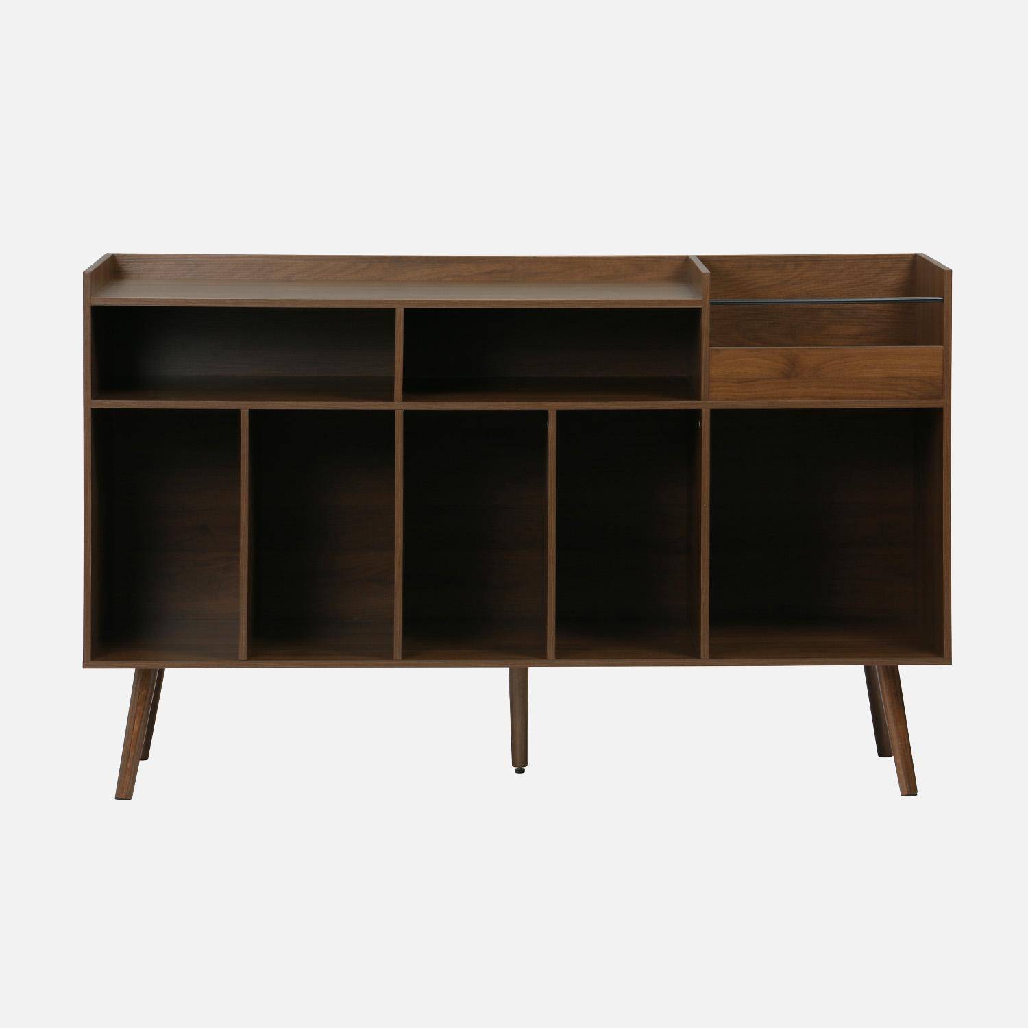 Mobili per vinili XL vintage effetto legno scuro, 130cm, Nepal, Marrone scuro naturale, 130x50x80 cm Photo2