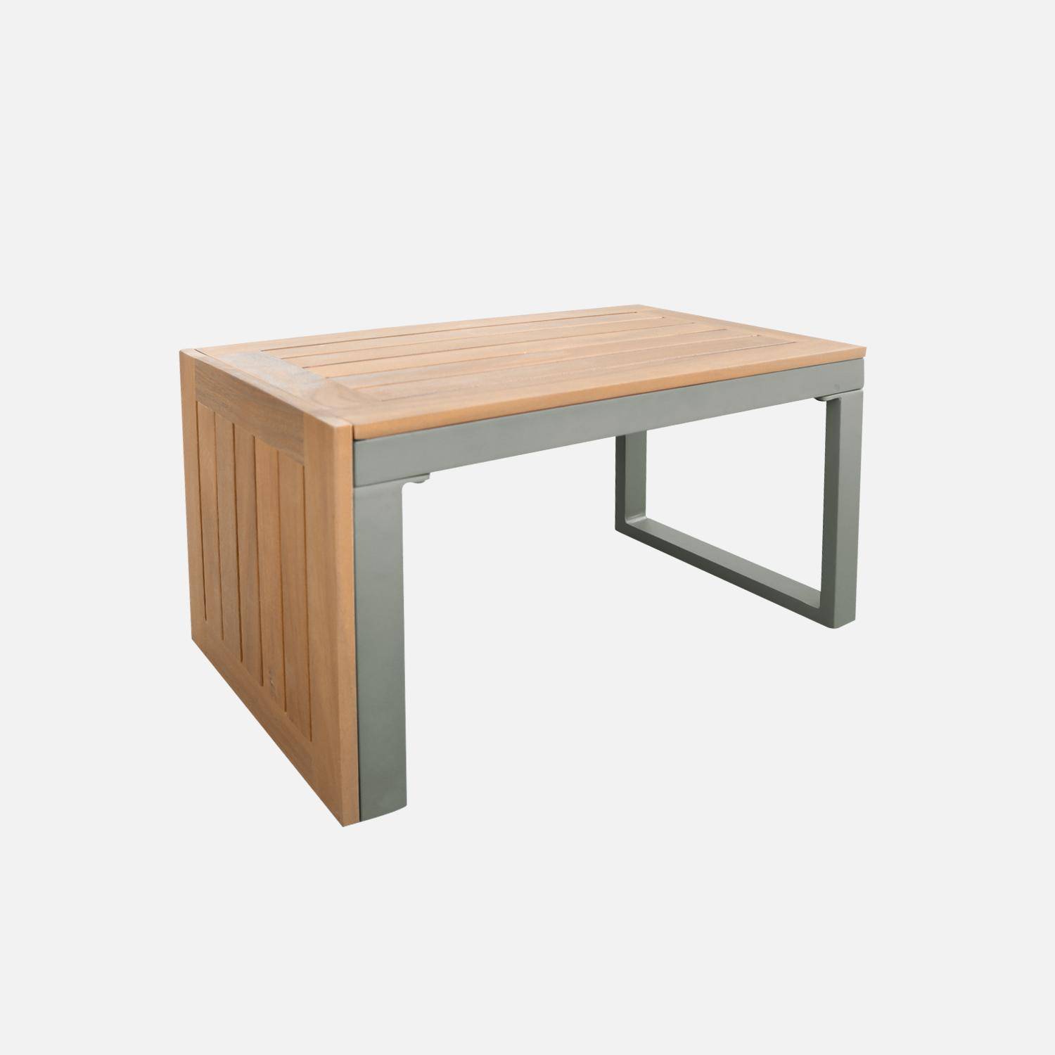 4-seater modular aluminium and acacia garden lounge set, Sao Paulo, Khaki, 140x68x65 cm Photo7