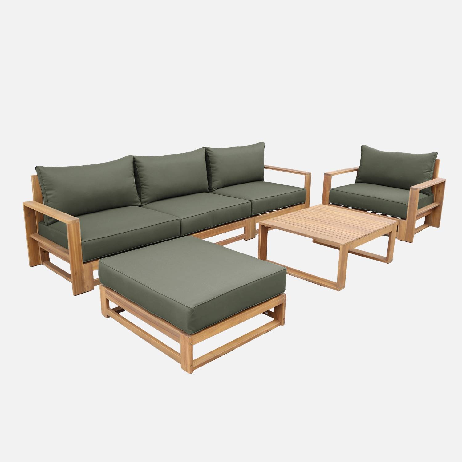 5-seater wooden garden sofa, Natural