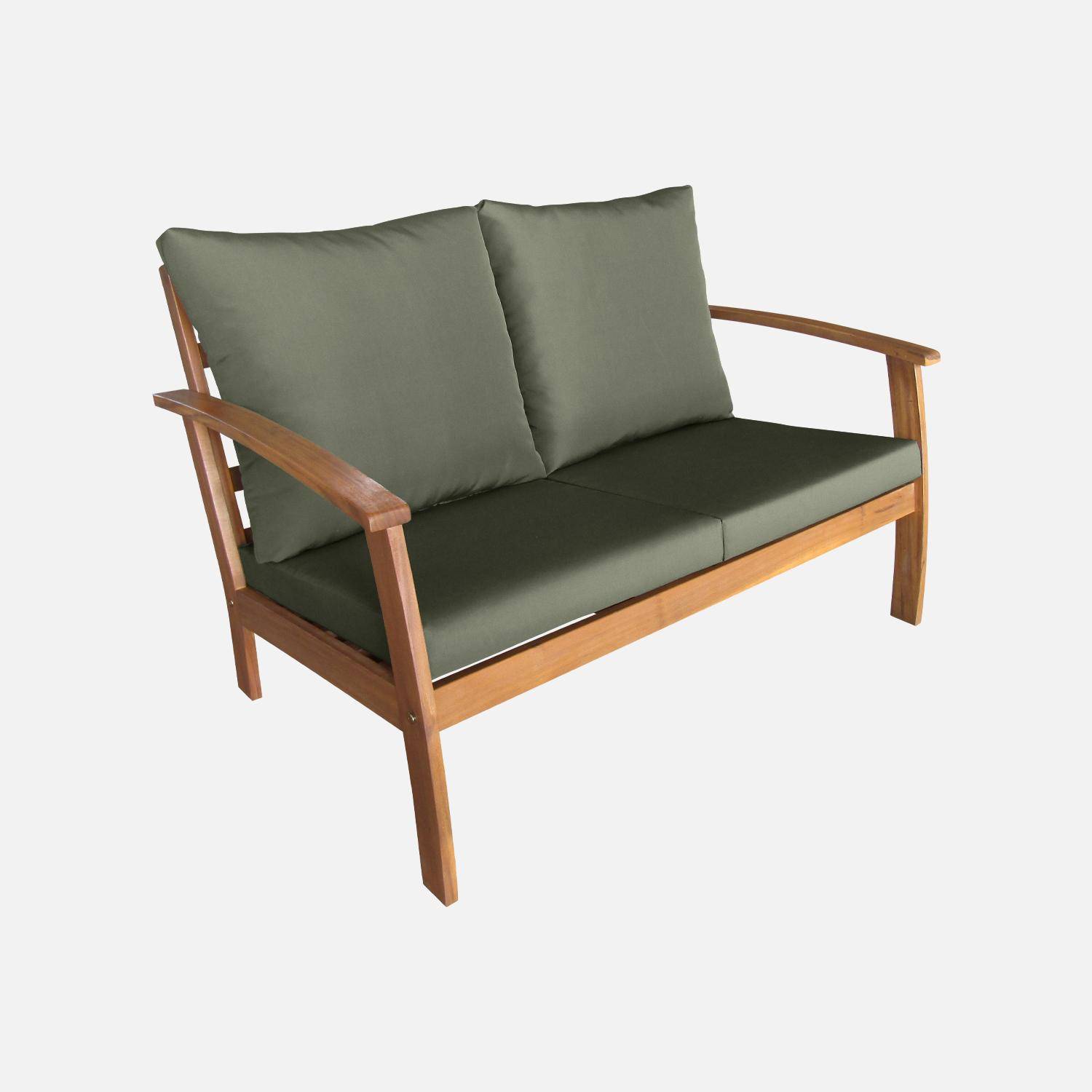 4-seater wooden garden sofa set, Ushuaia, Natural, 123x82.7x74.6 cm Photo3