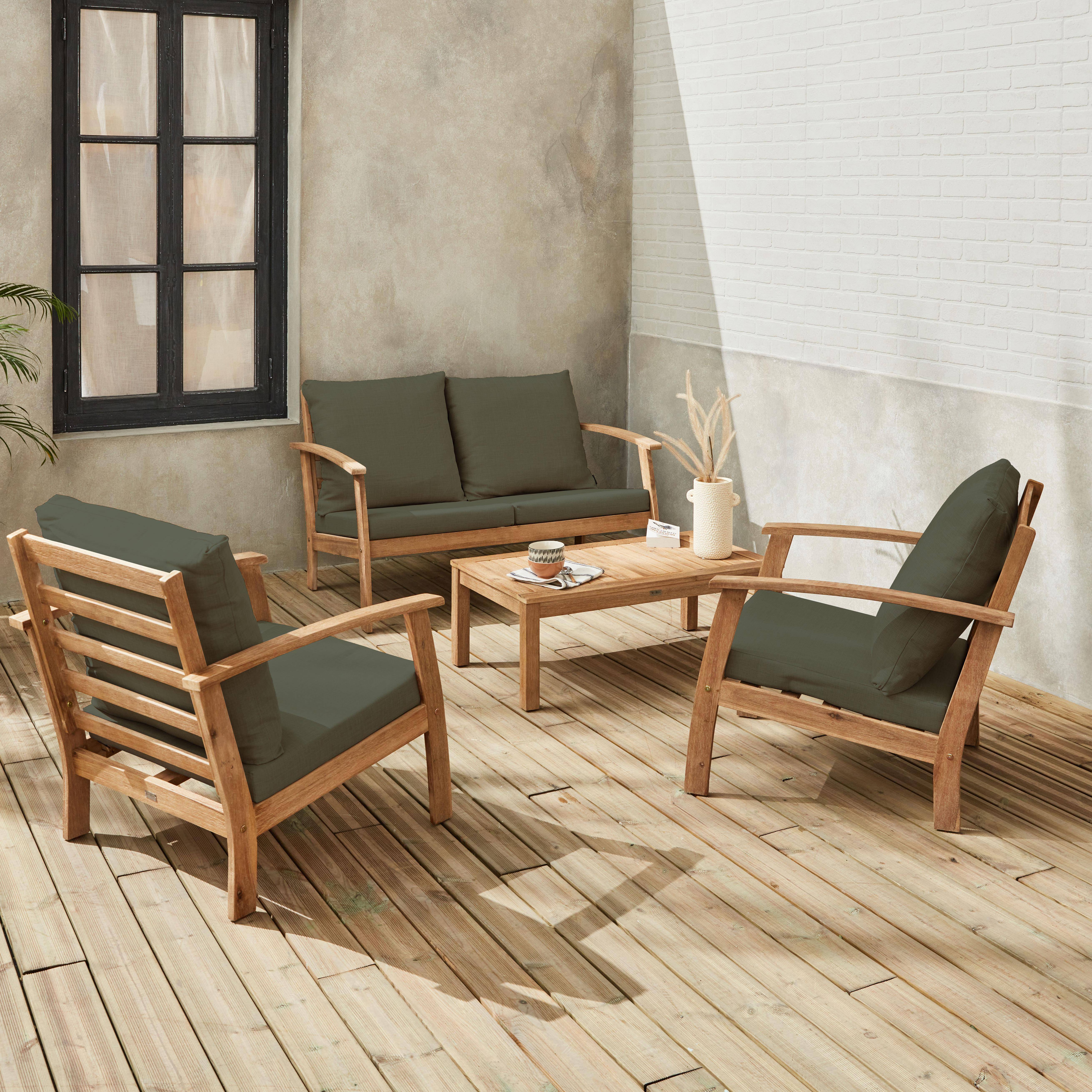 4-seater wooden garden sofa set, Ushuaia, Natural, 123x82.7x74.6 cm Photo1