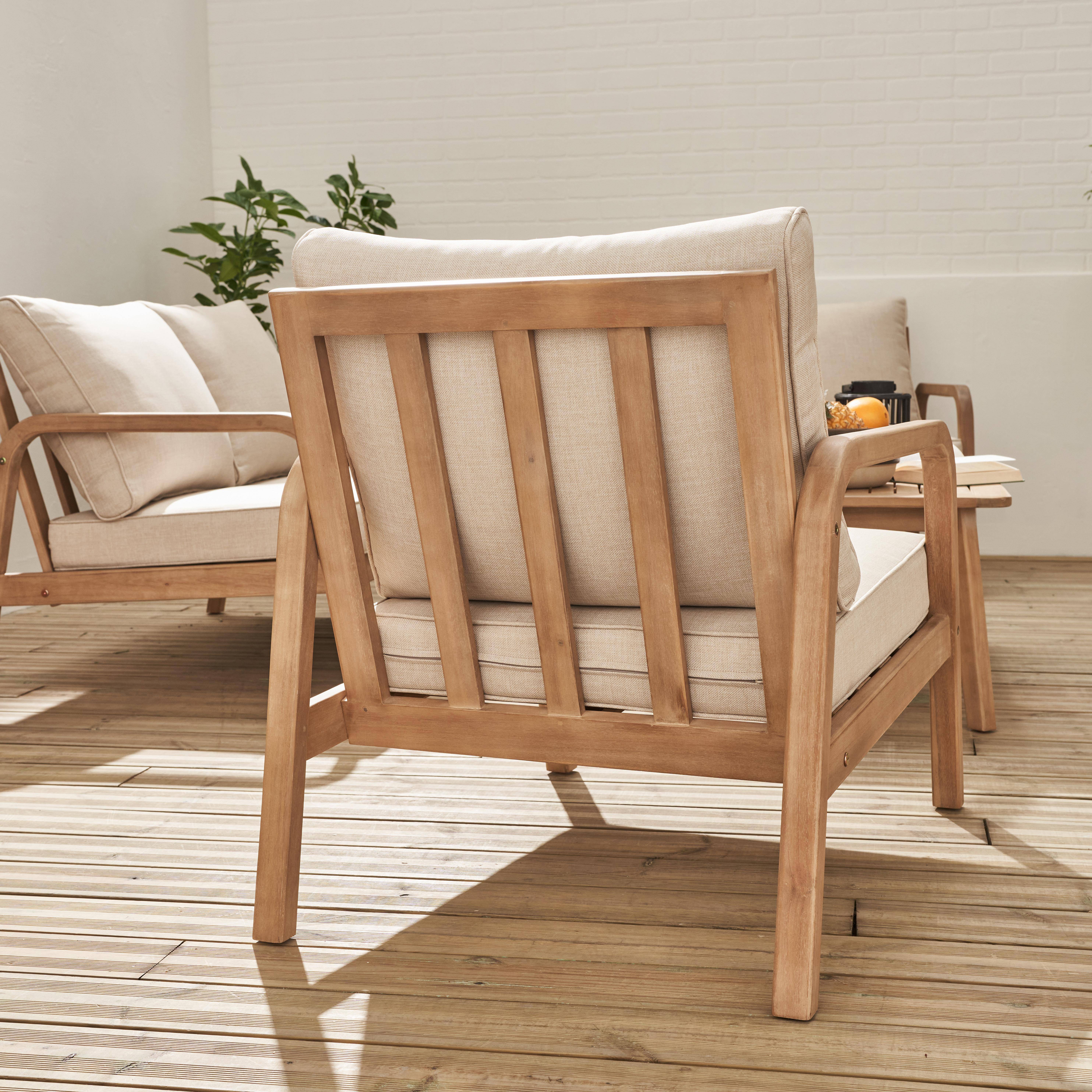 4-seater garden sofa set in acacia wood, Carnota, 176x84x74 cm Photo4
