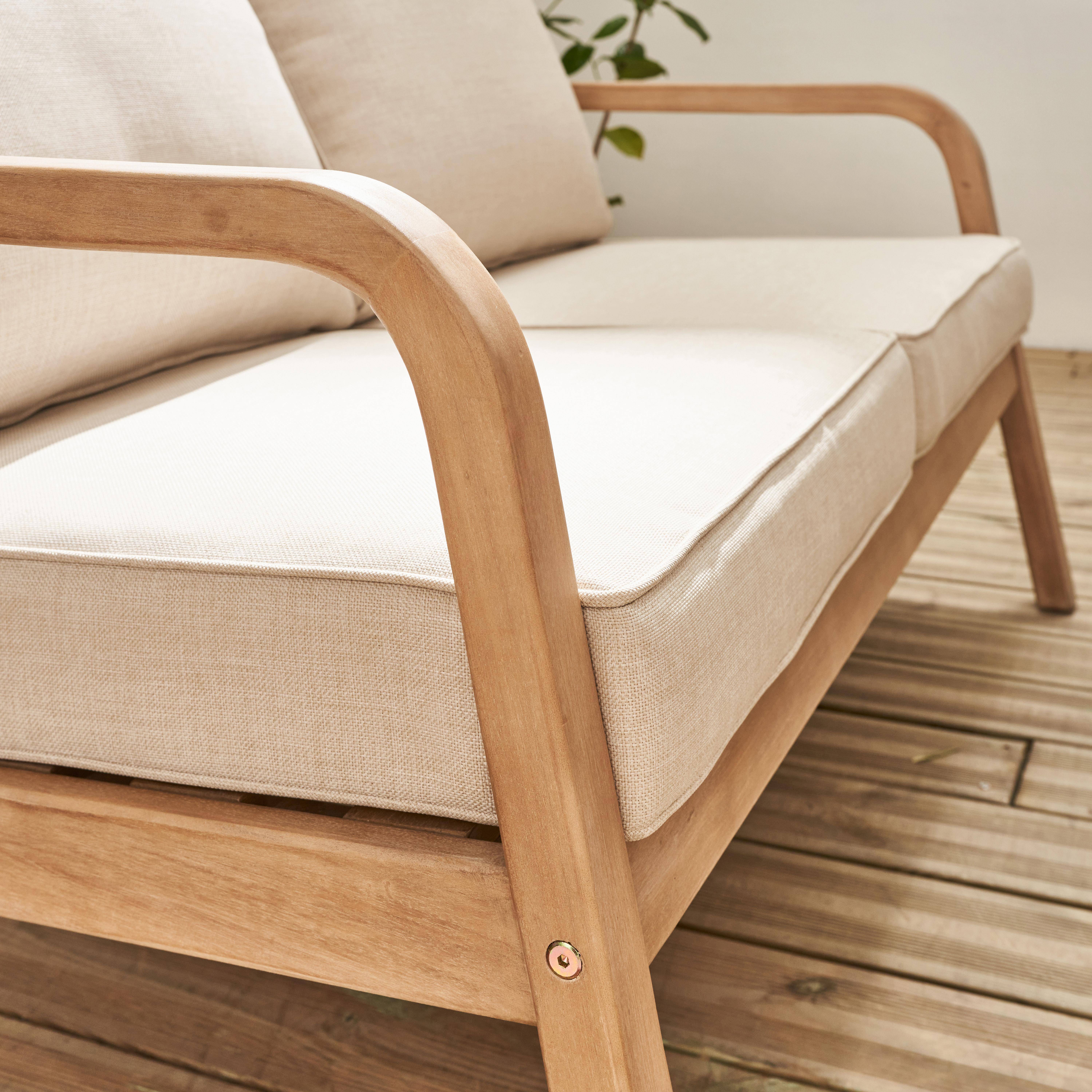 4-seater garden sofa set in acacia wood, Carnota, 176x84x74 cm Photo3