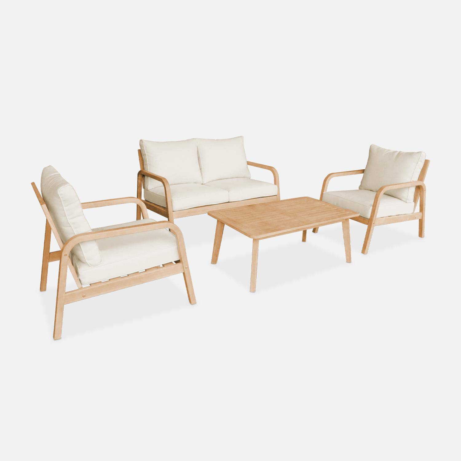 4-seater garden sofa set in acacia wood, Carnota, 176x84x74 cm Photo6