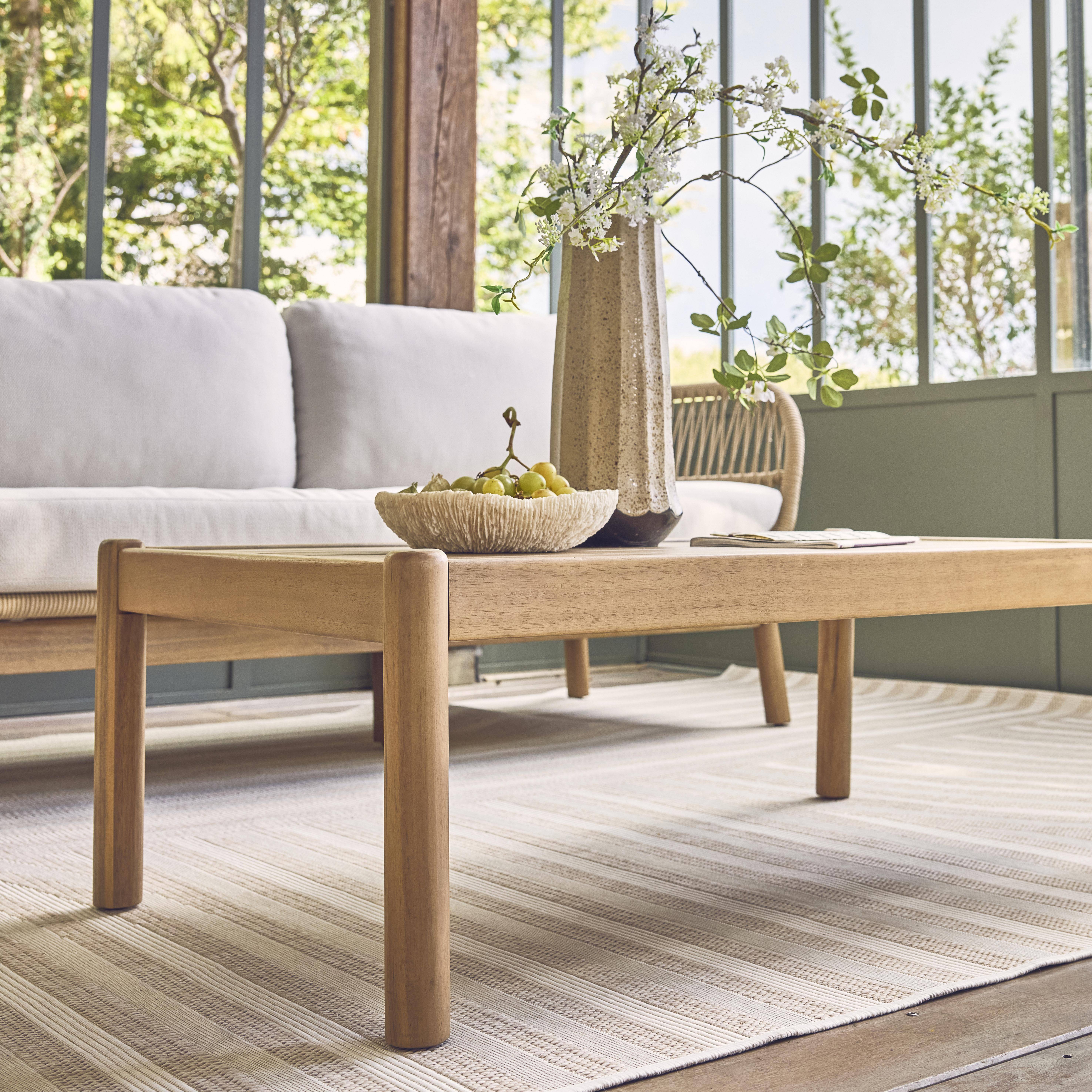 5-seater acacia wooden garden lounge with rope, Ipanema, Beige, 203x78x62 cm Photo3