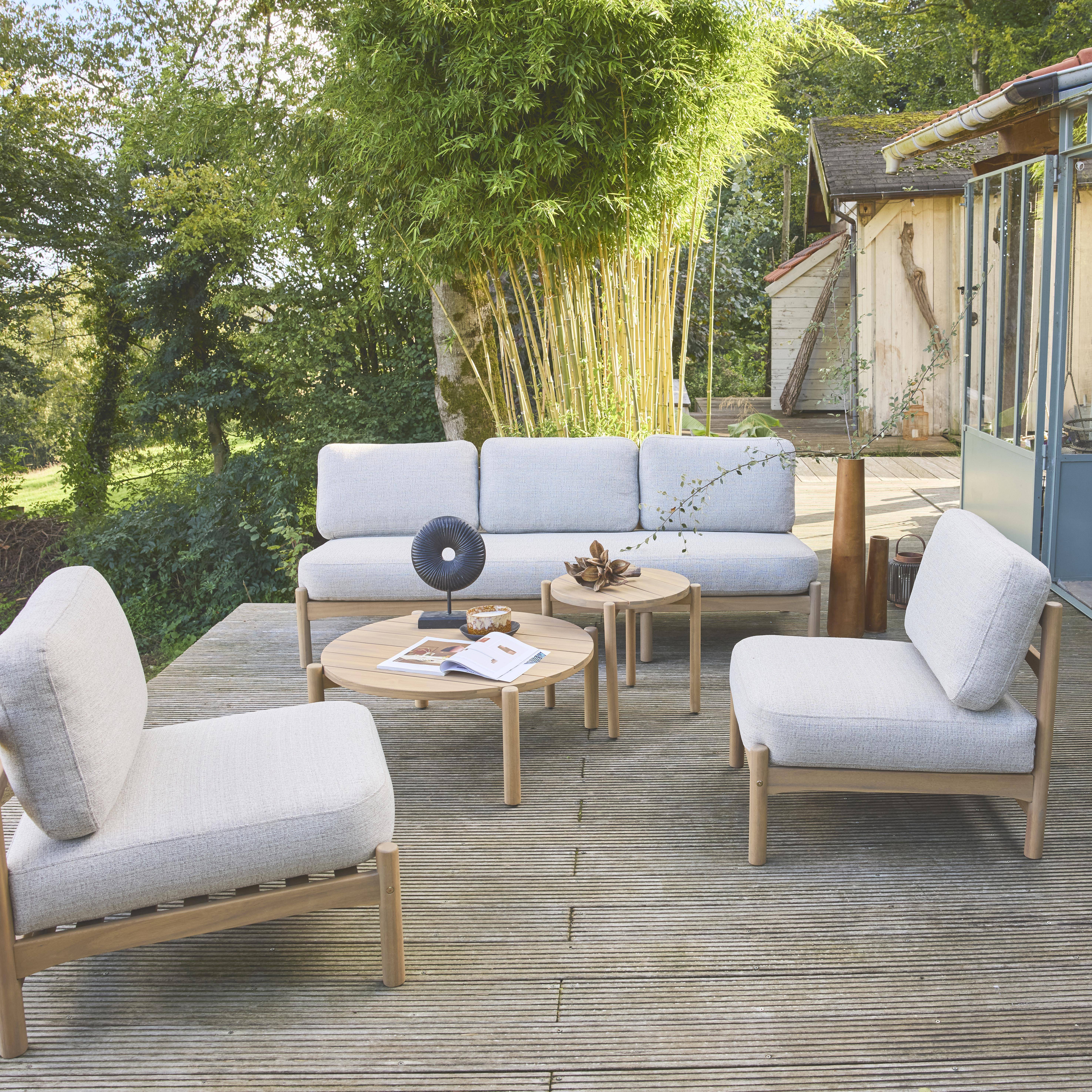 5-seater garden furniture set in acacia wood, Copacabana, Beige, 193x73.7x65 cm Photo3