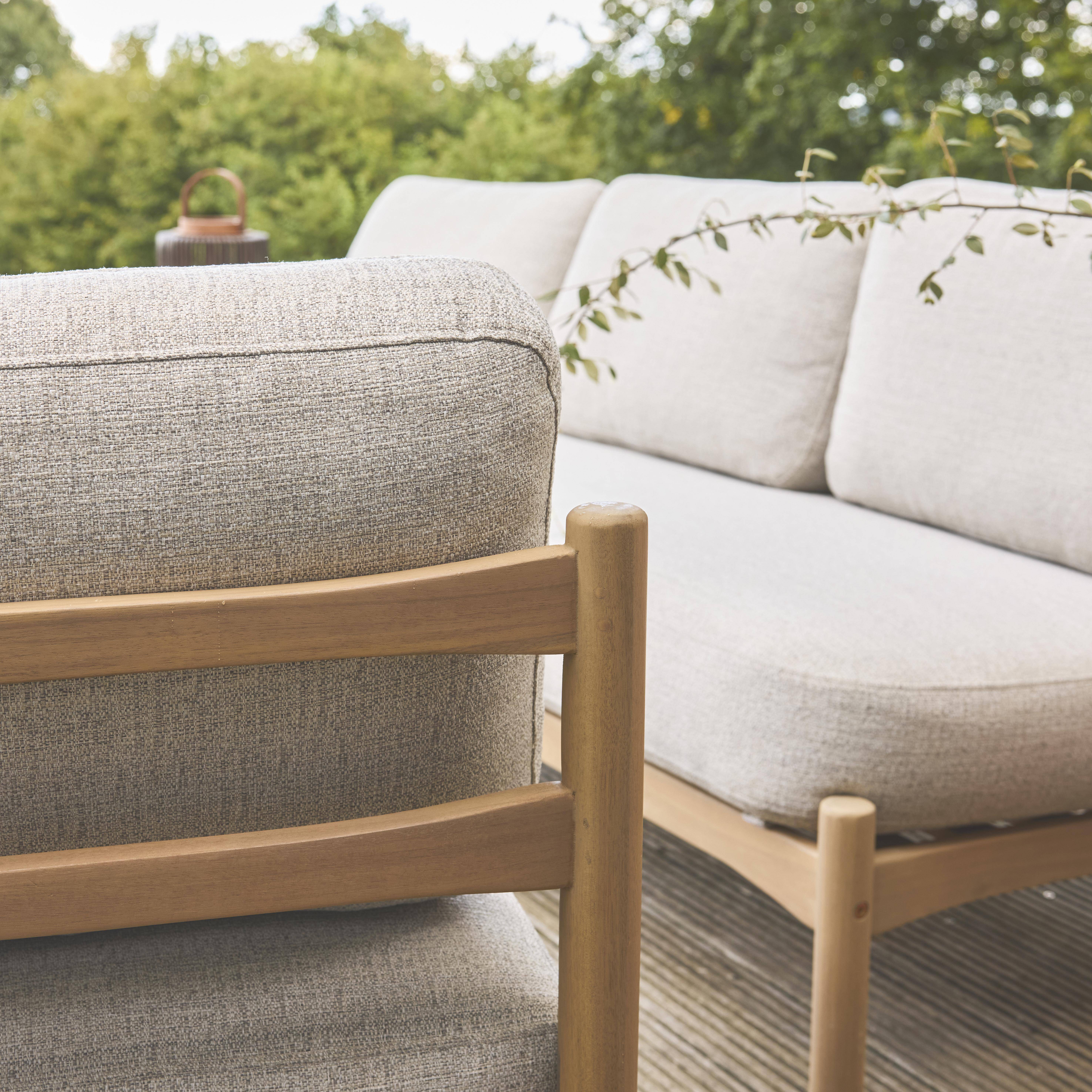 5-seater garden furniture set in acacia wood, Copacabana, Beige, 193x73.7x65 cm Photo2