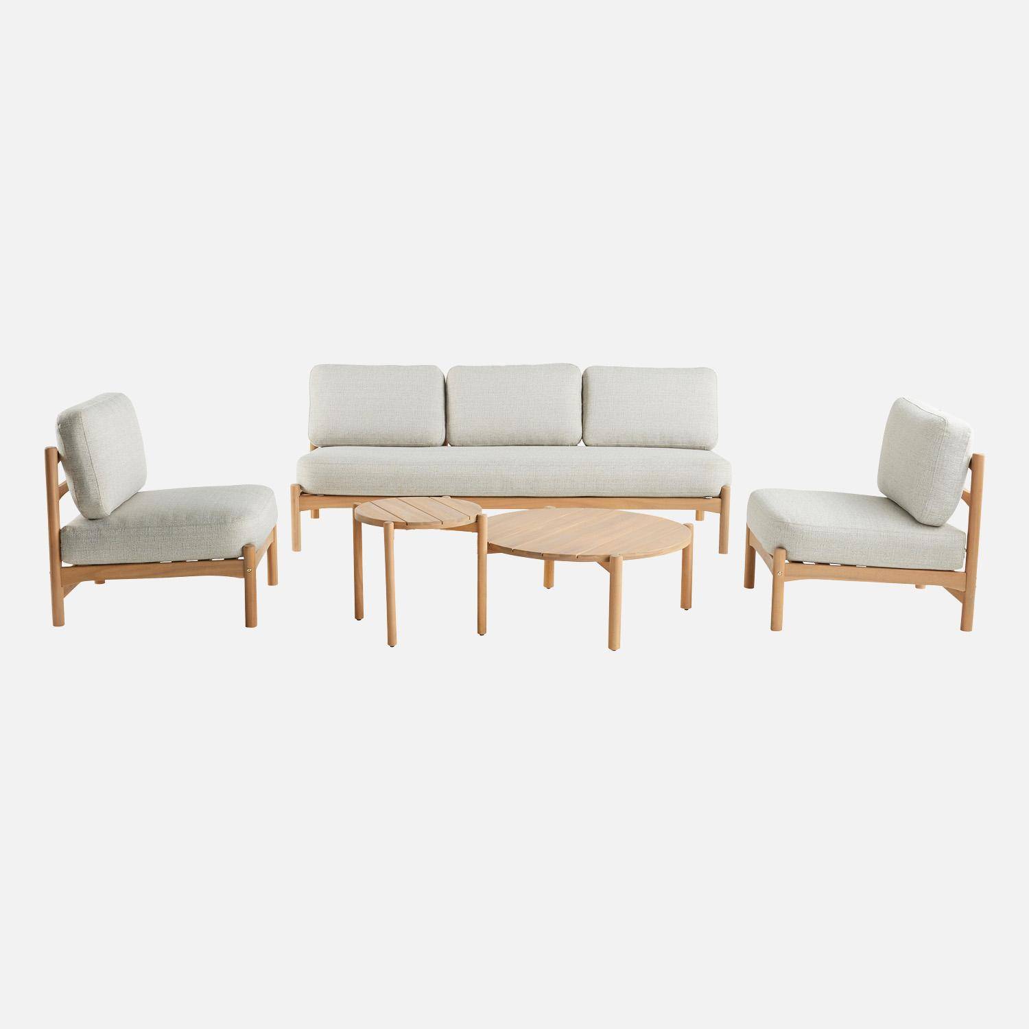 5-seater garden furniture set in acacia wood, Copacabana, Beige, 193x73.7x65 cm Photo5