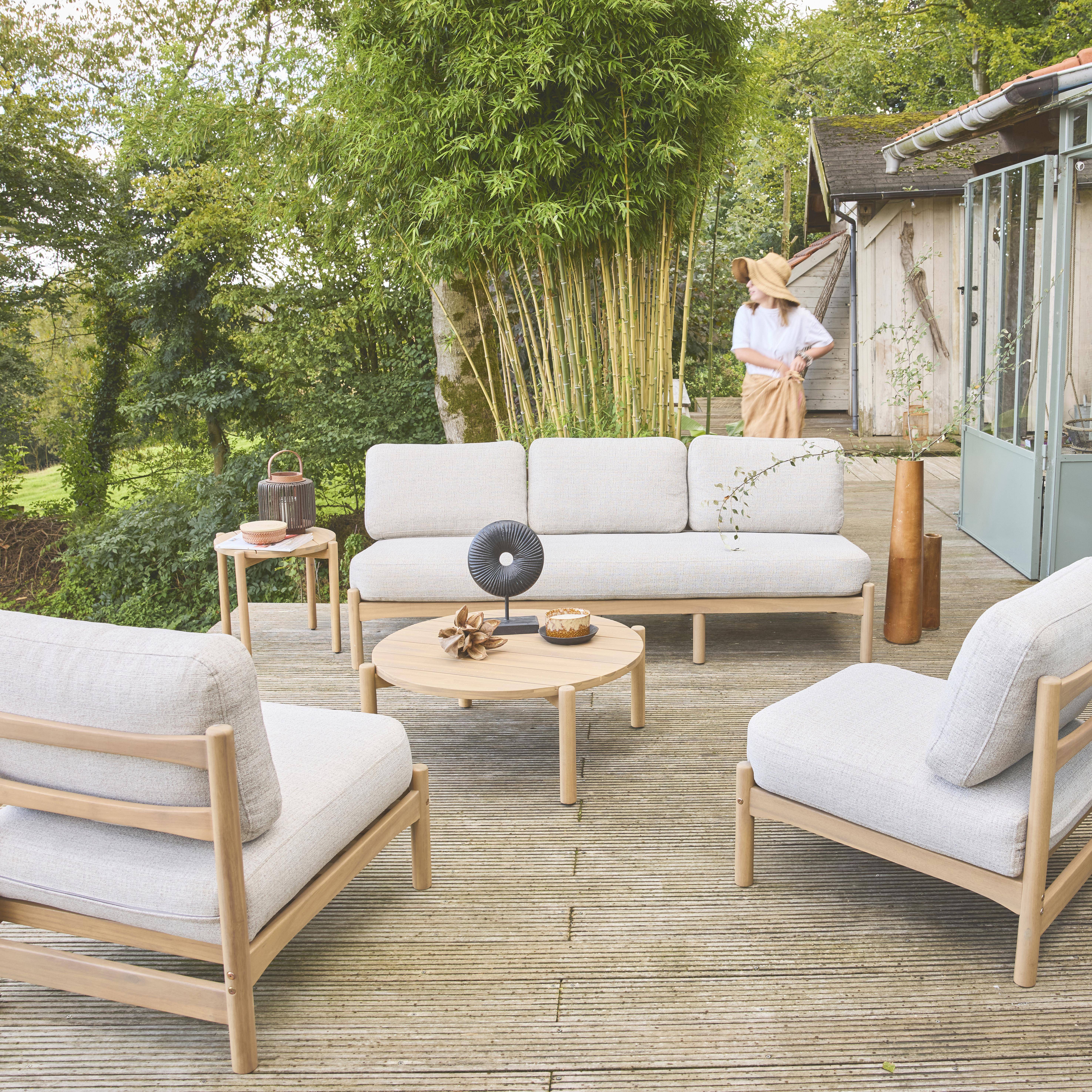 5-seater garden furniture set in acacia wood, Copacabana, Beige, 193x73.7x65 cm Photo1