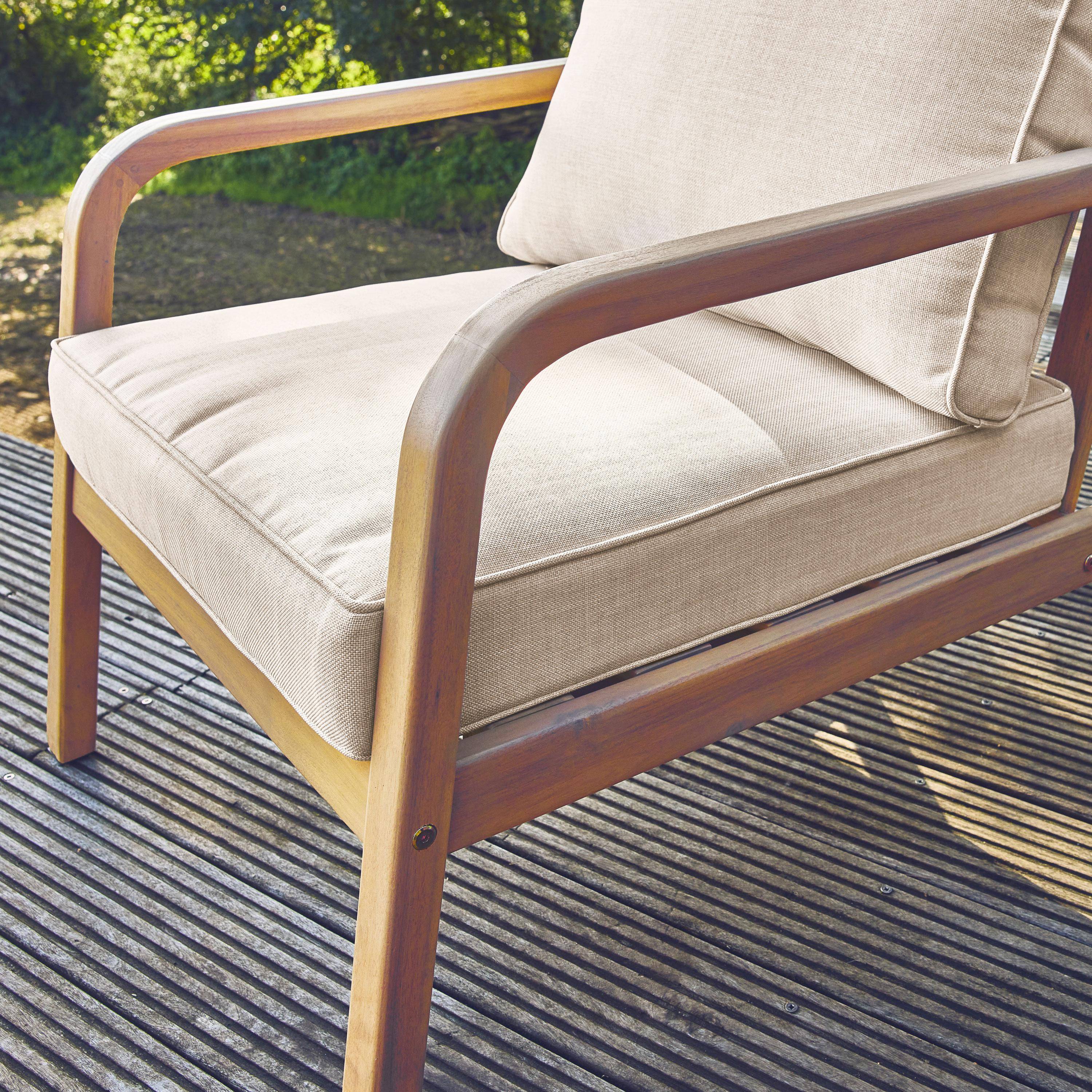 7-seater garden lounge in acacia wood, Beige | sweeek