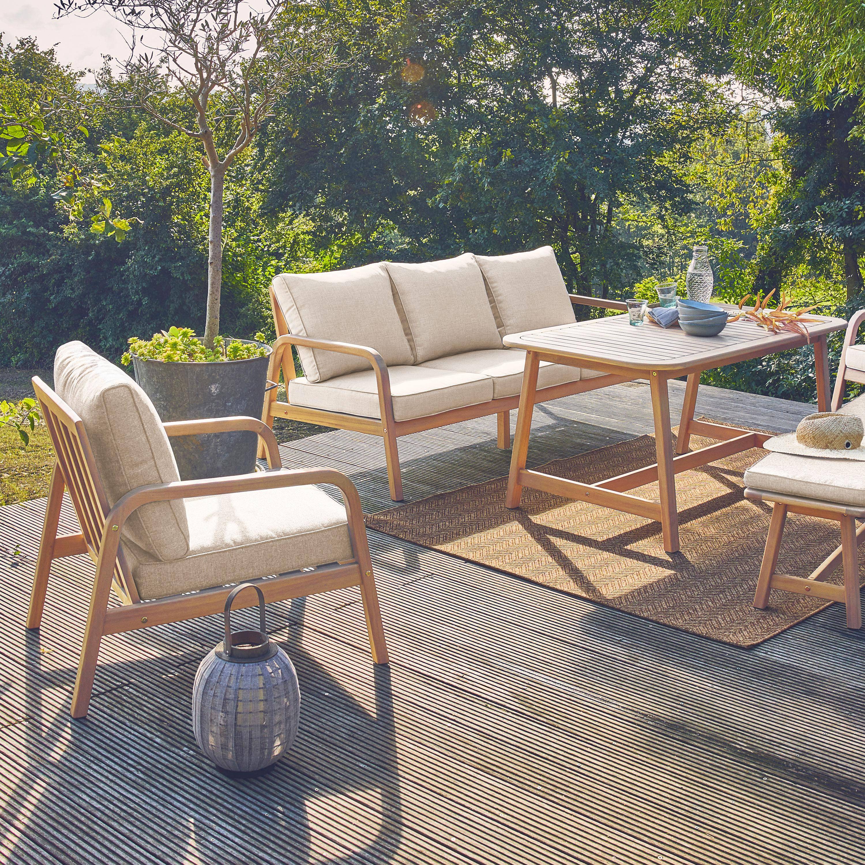 7-seater garden lounge in acacia wood, Carnota, Grey, 176x84x74 cm Photo2