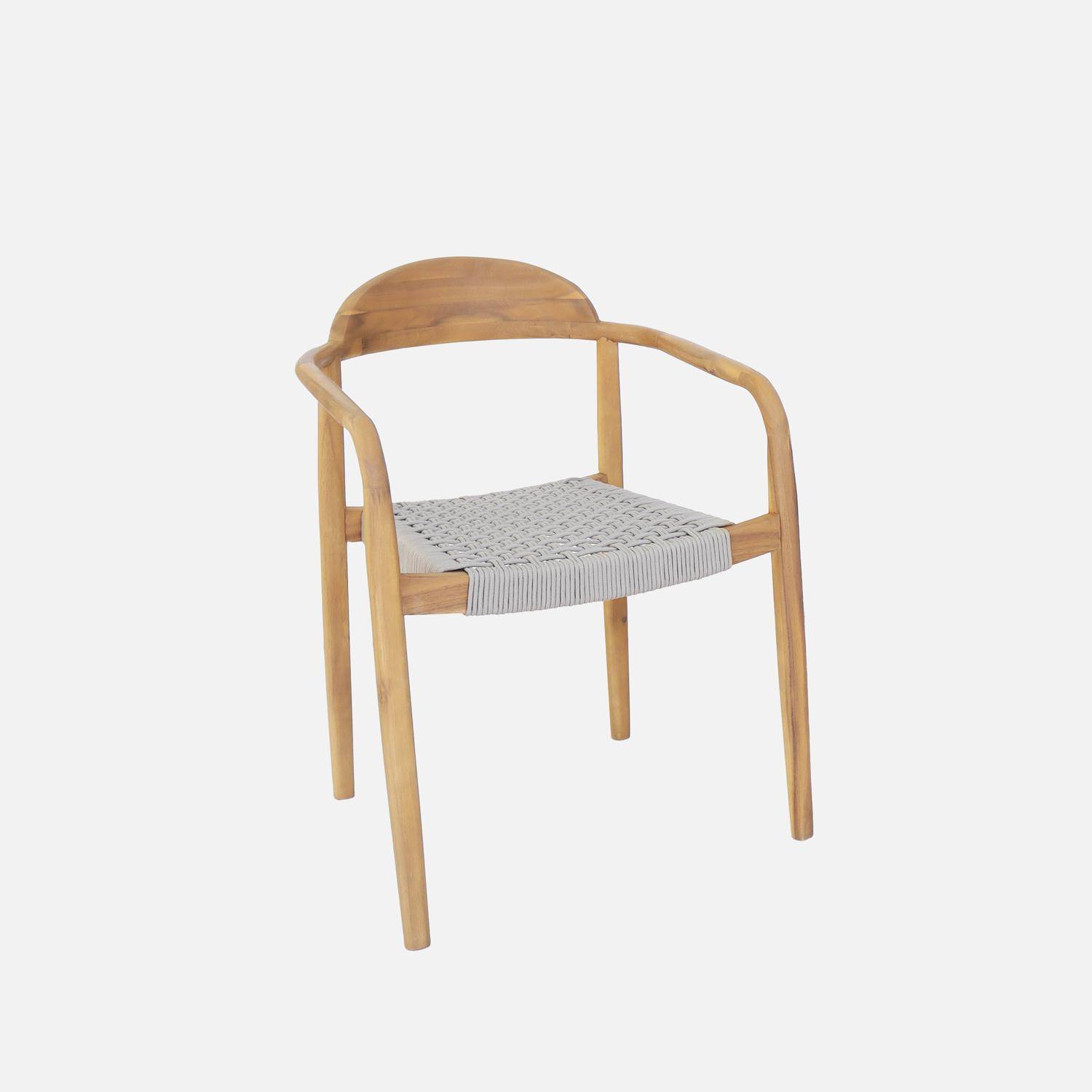 Table de jardin bois d'acacia 8 fauteuils PALENA et CERINA  naturel et beige 275 x 100 x 75 cm  Photo5