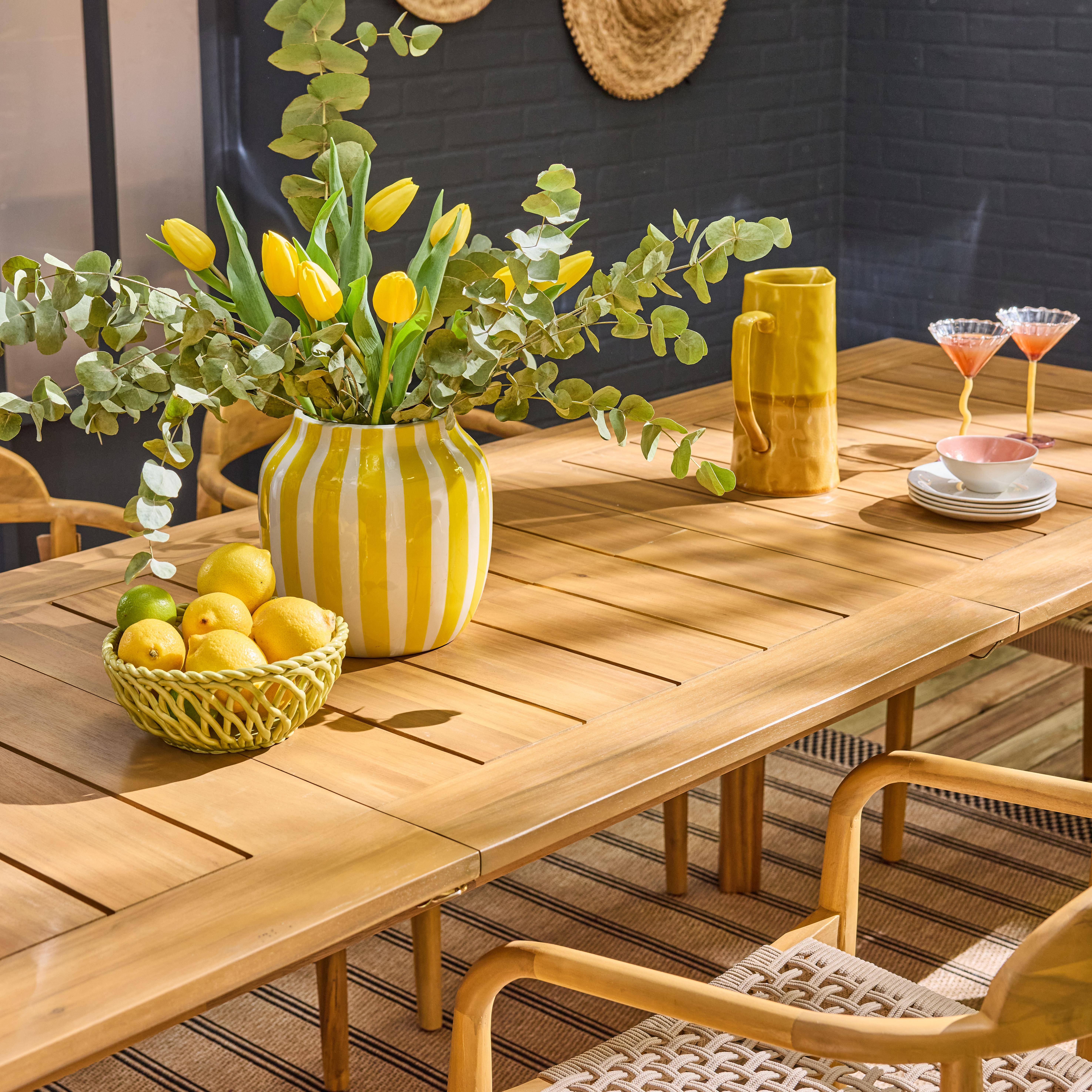Tuinset van acaciahout met 8 stoelen PALENA en CERINA naturel en beige 275 x 100 x 75 cm,sweeek,Photo3